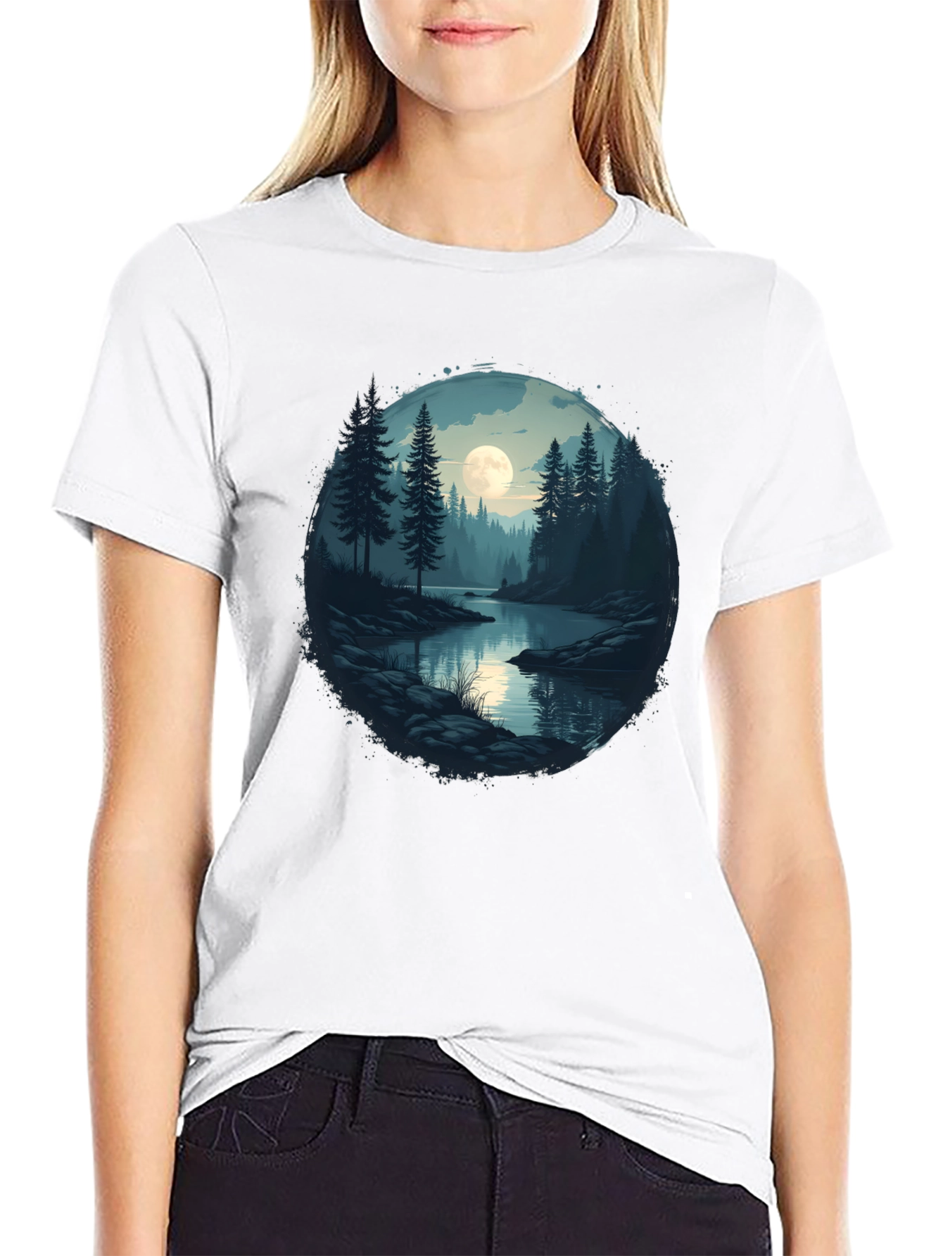 Moonlit Lake Graphic T-Shirt