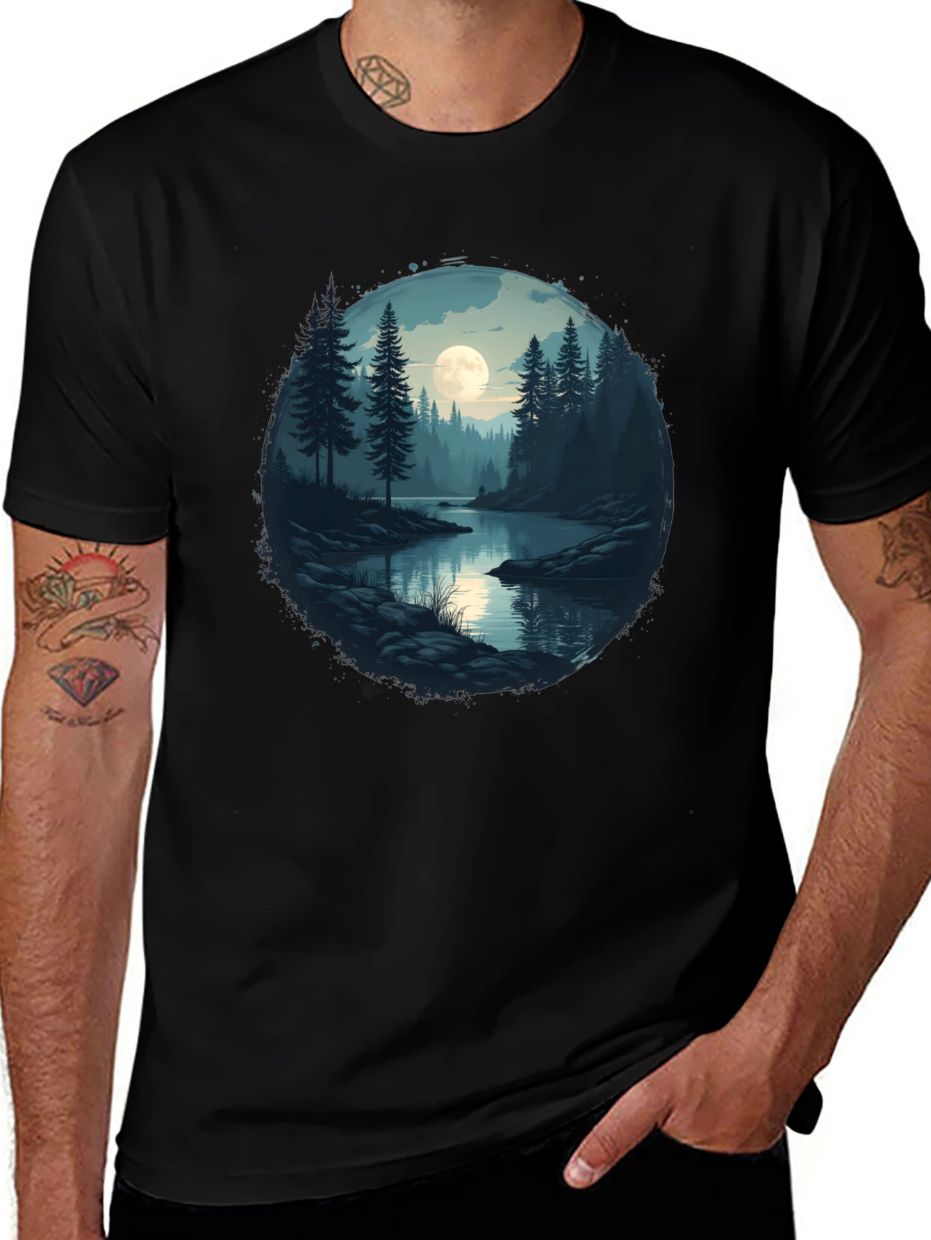 Moonlit Lake Graphic T-Shirt