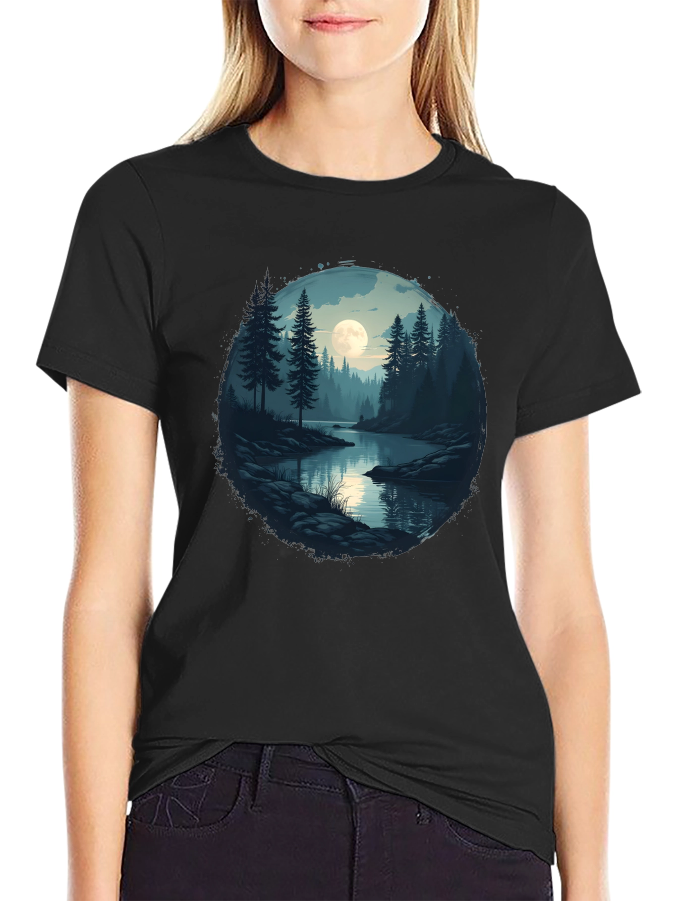 Moonlit Lake Graphic T-Shirt