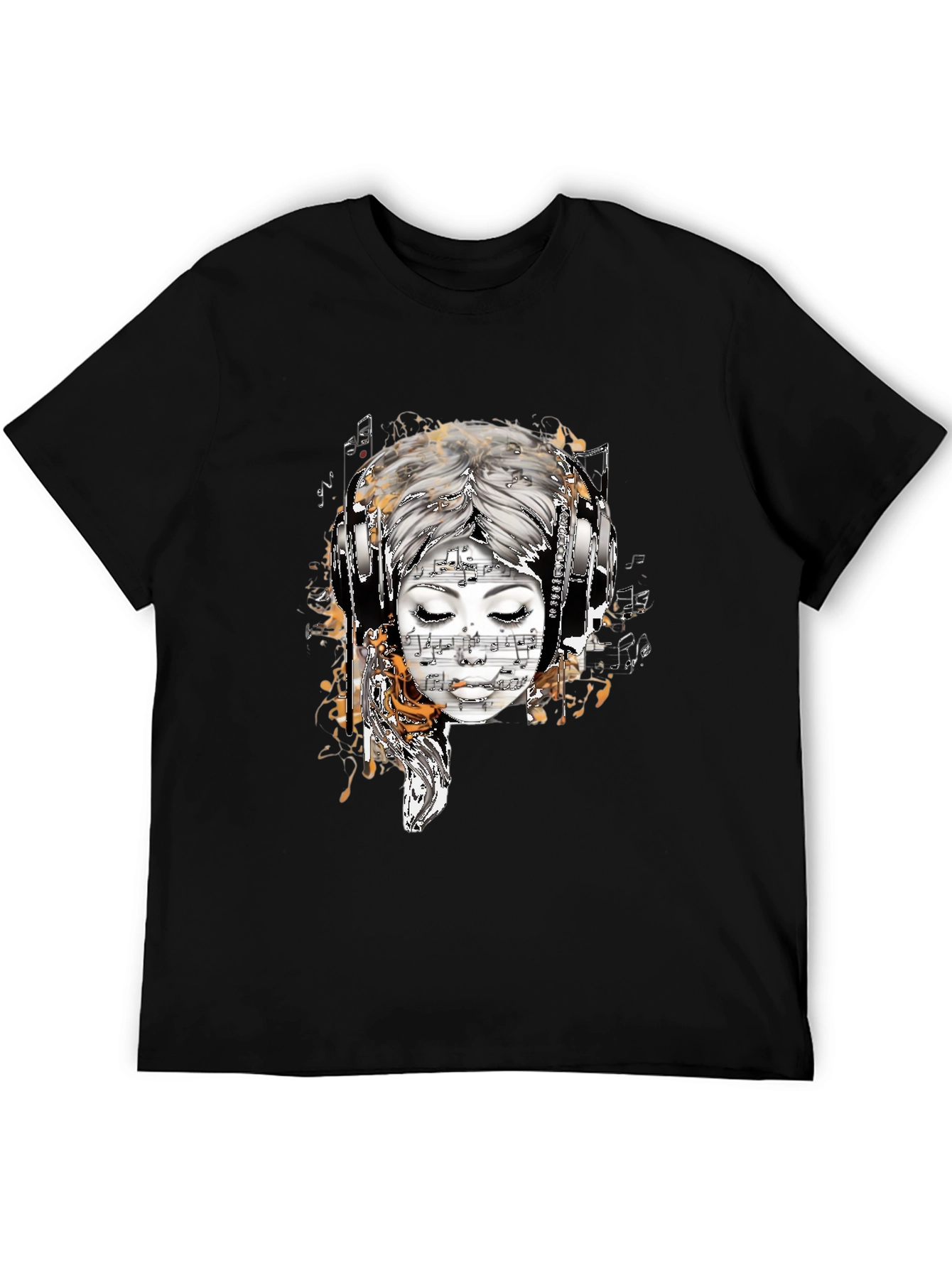 Musical Muse Graphic Tee - Black Cotton T-Shirt