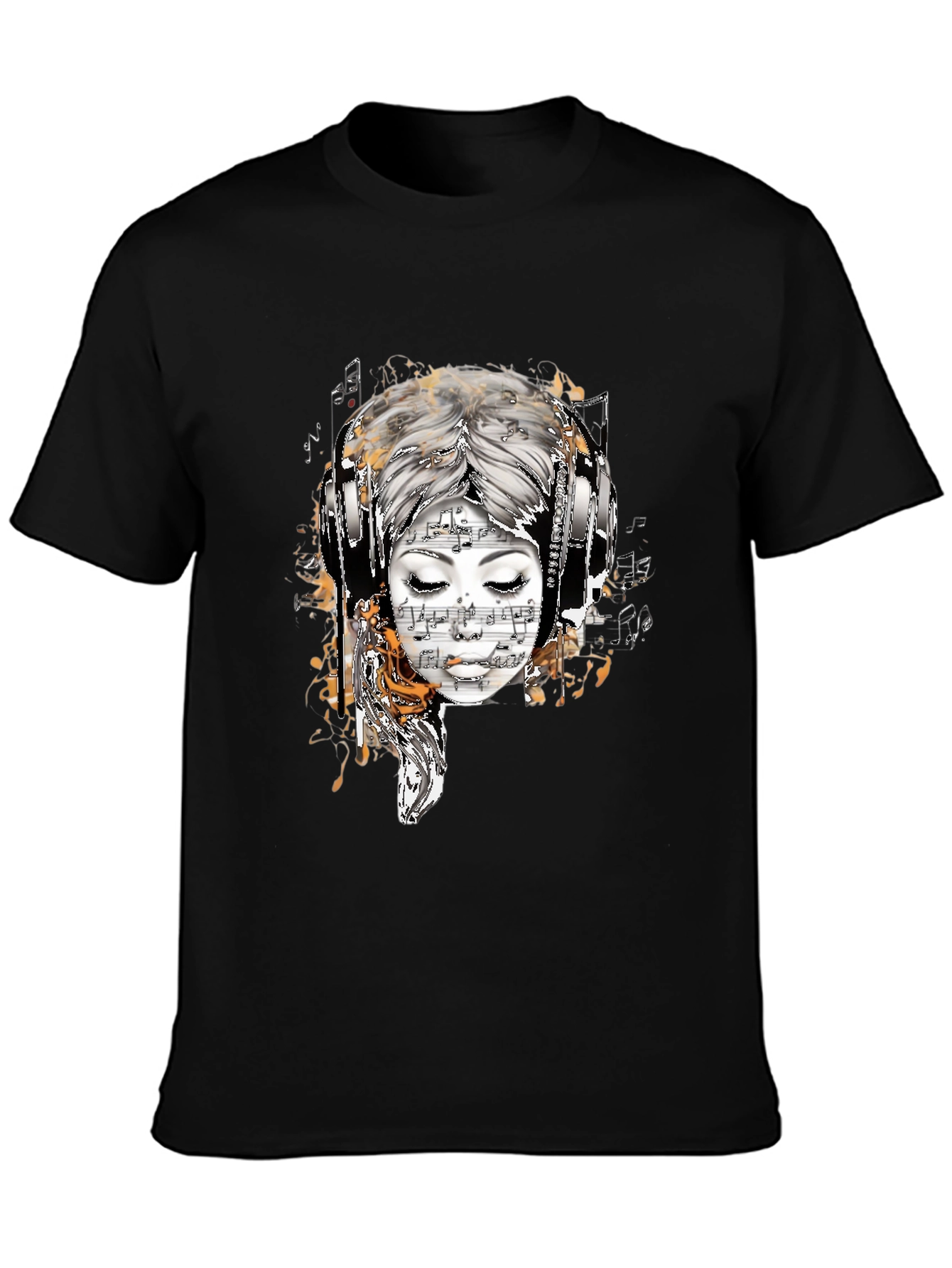 Musical Muse Graphic Tee - Black Cotton T-Shirt