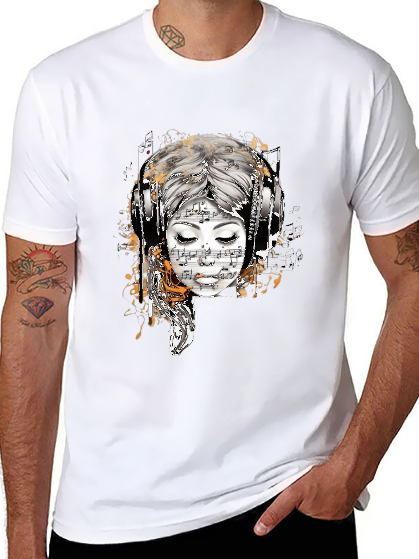 Musical Muse Graphic Tee - Black Cotton T-Shirt