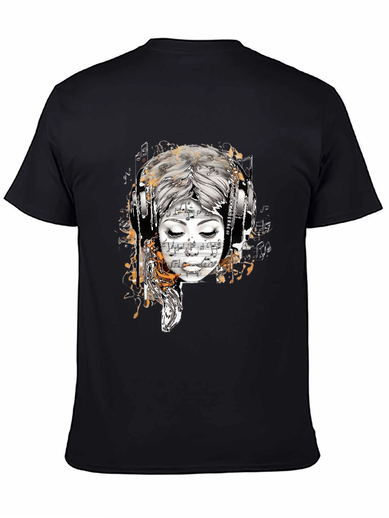 Musical Muse Graphic Tee - Black Cotton T-Shirt