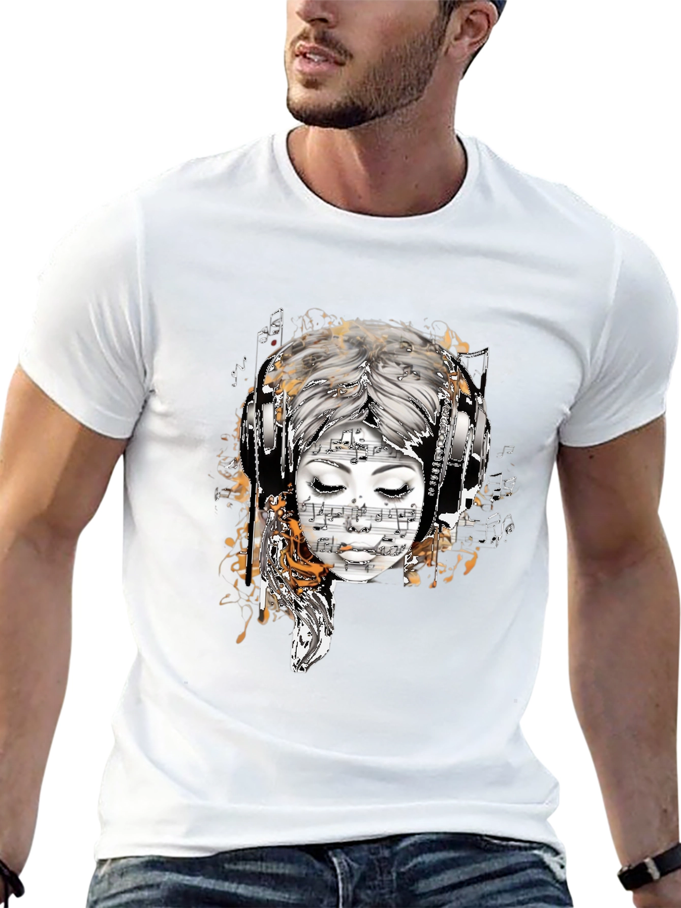 Musical Muse Graphic Tee - Black Cotton T-Shirt