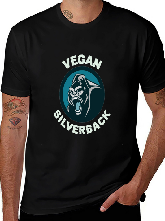 Vegan Silverback Gorilla Graphic Tee - Cool Animal Design