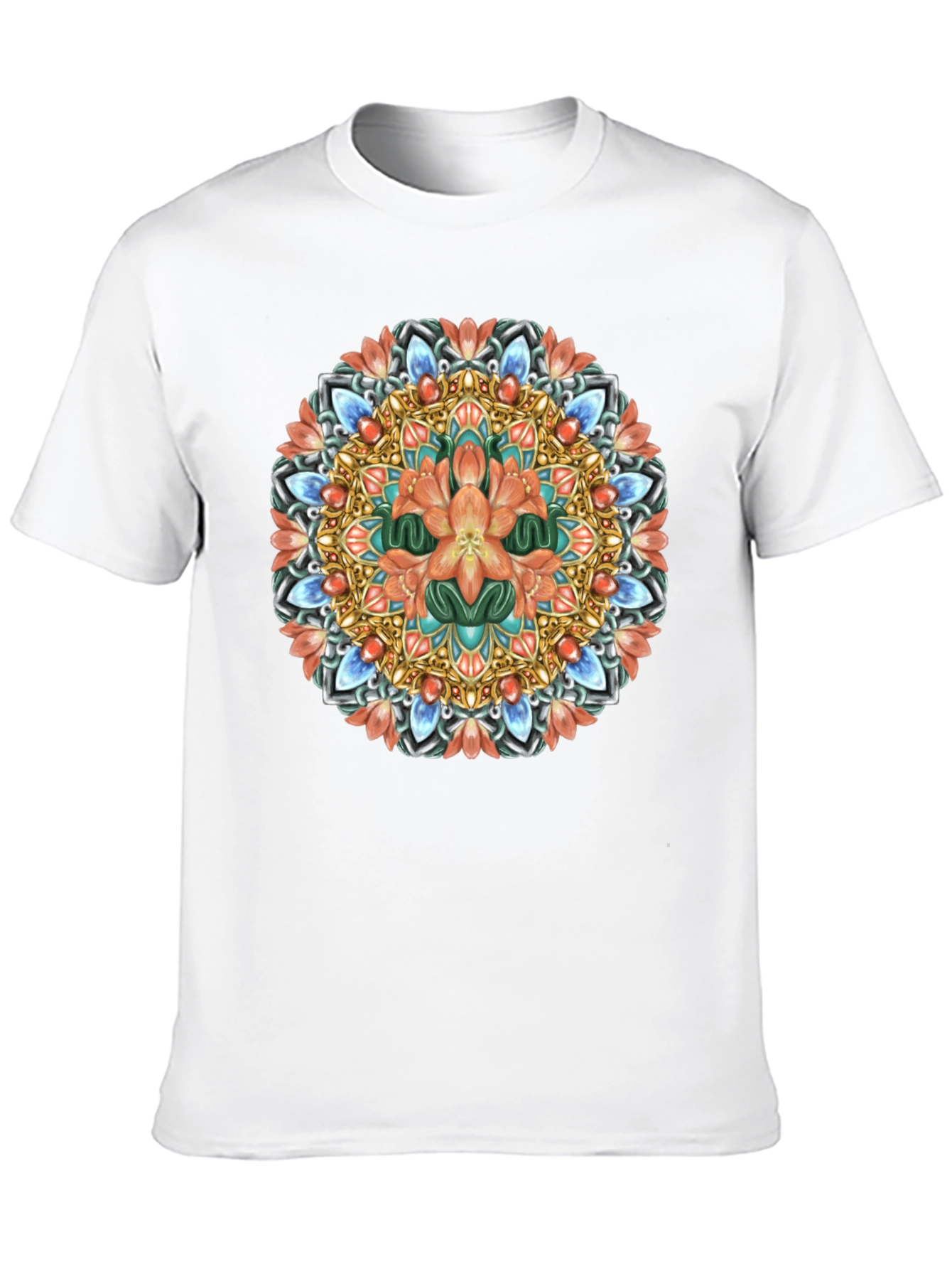 Floral Mandala Graphic Print Black T-Shirt