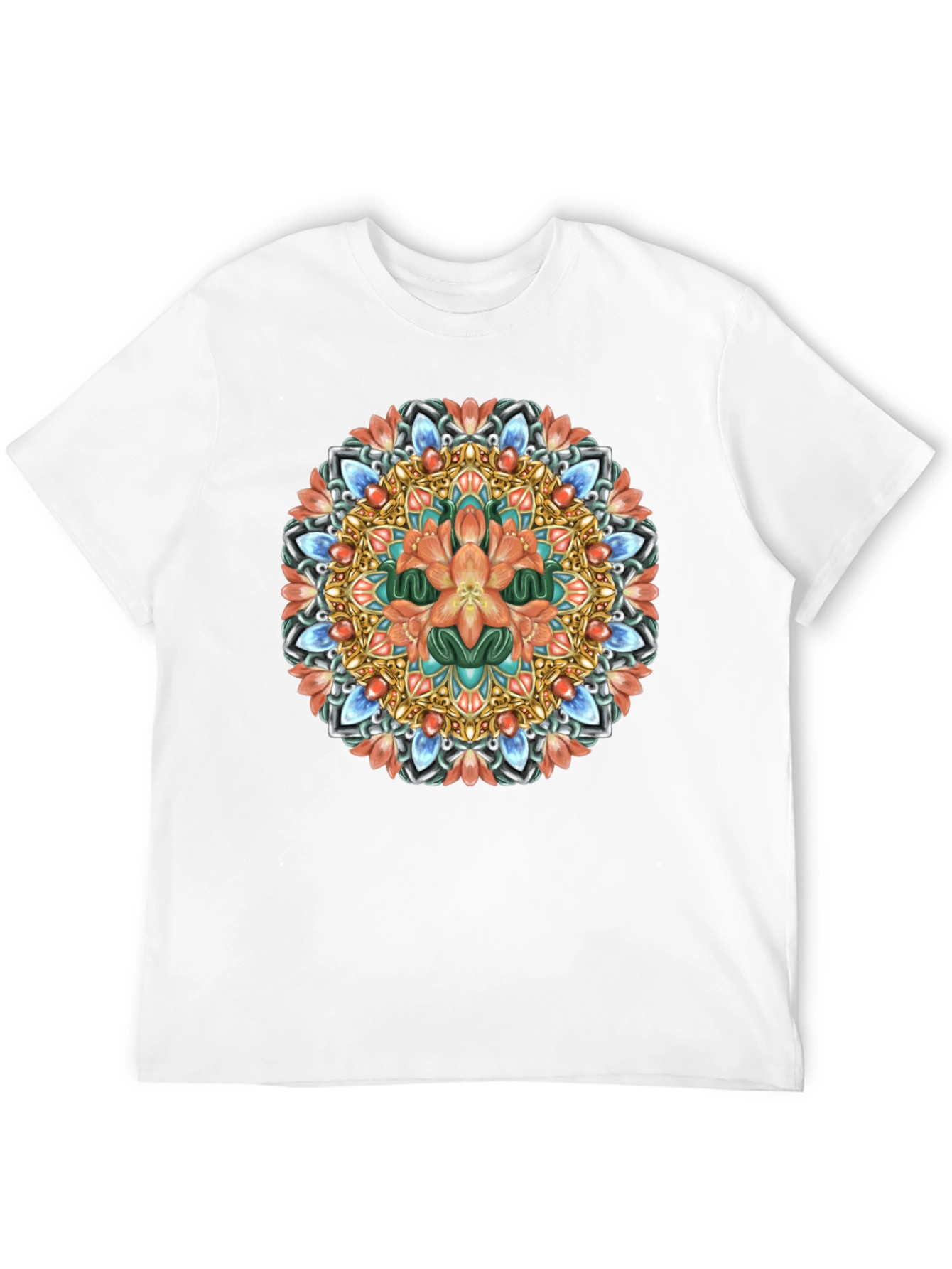 Floral Mandala Graphic Print Black T-Shirt