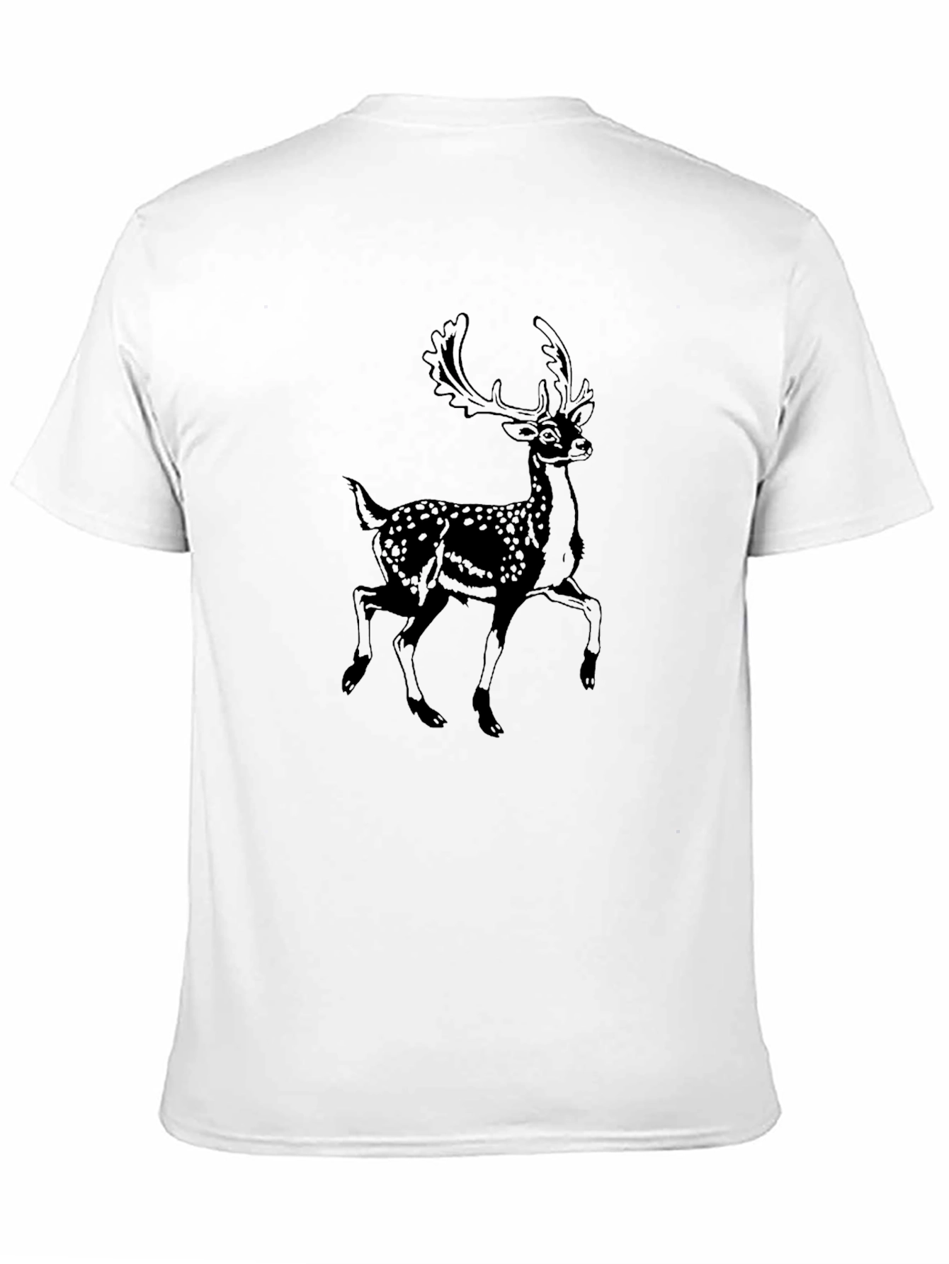 Mens Black T-Shirt with Deer Graphic