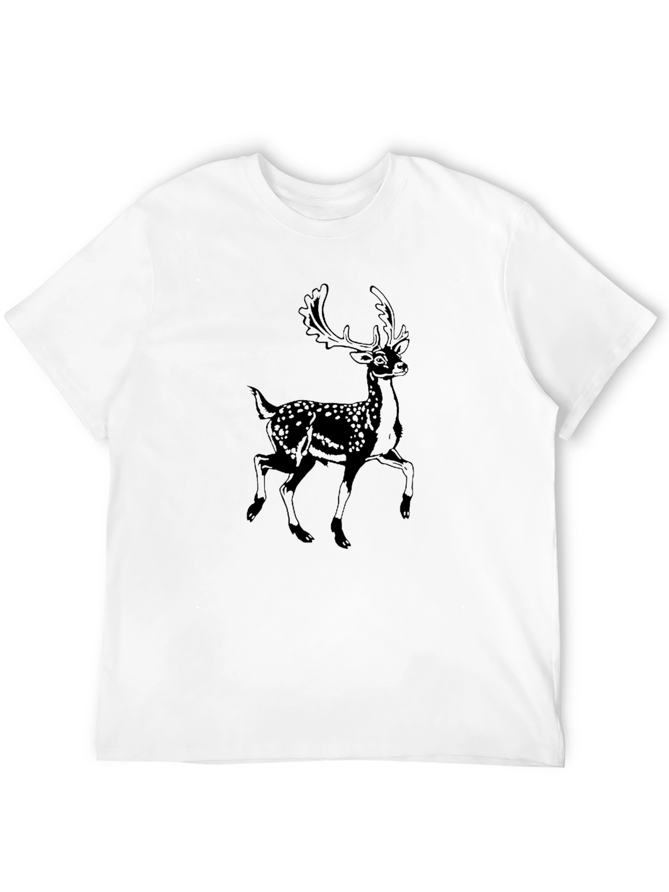 Mens Black T-Shirt with Deer Graphic
