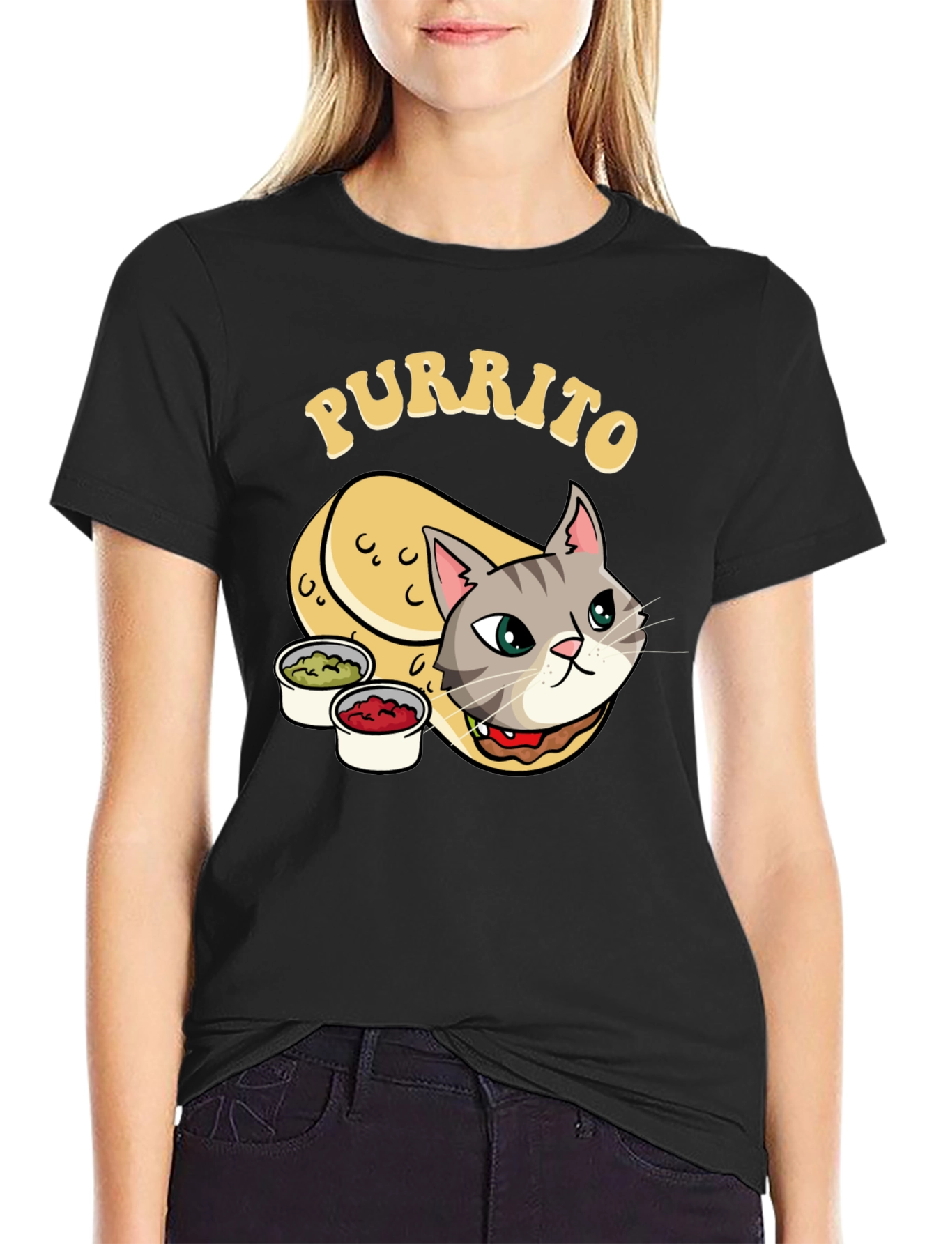 Purrito Cat T-Shirt - Novelty Cartoon Tee