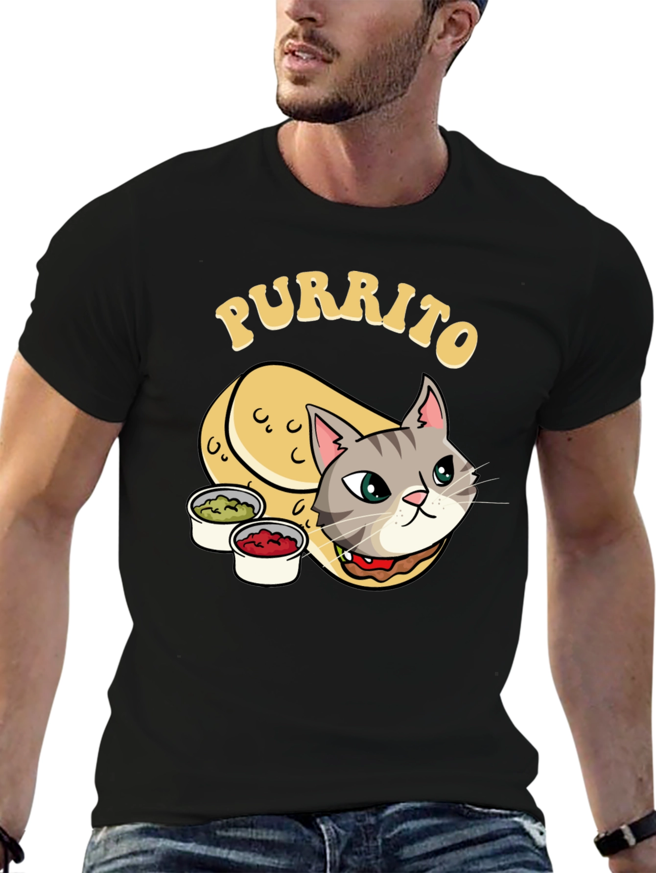 Purrito Cat T-Shirt - Novelty Cartoon Tee