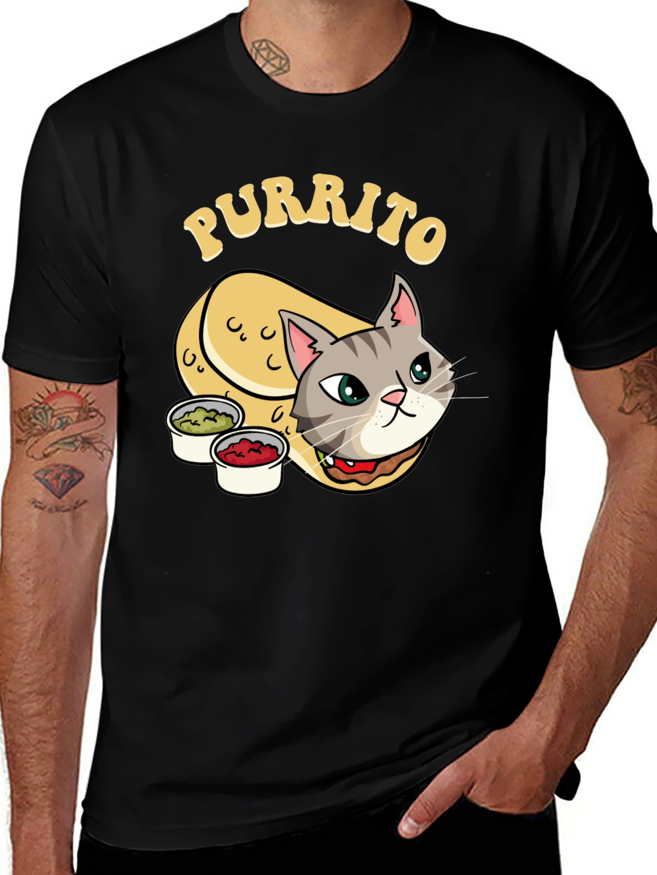 Purrito Cat T-Shirt - Novelty Cartoon Tee
