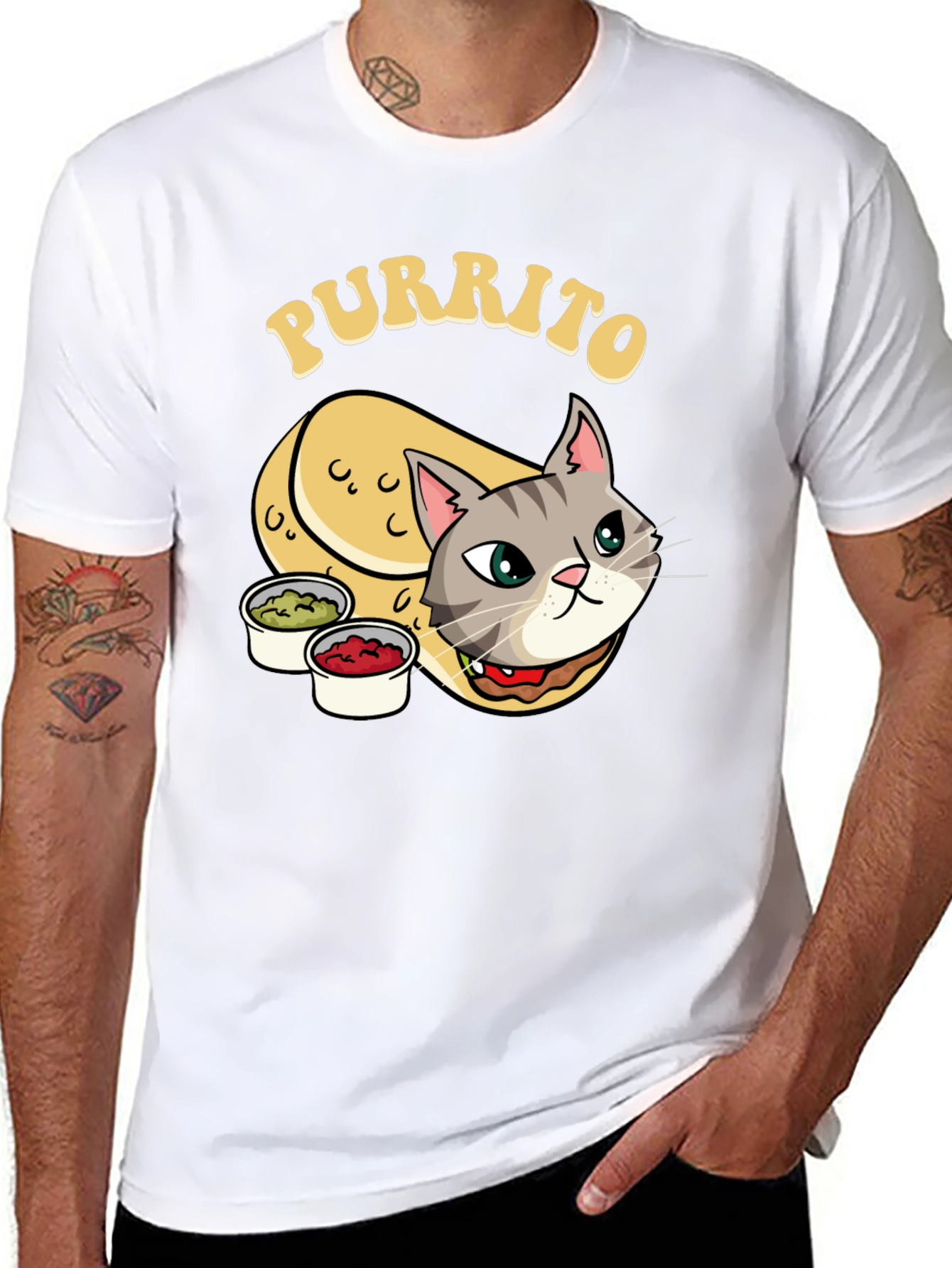Purrito Cat T-Shirt - Novelty Cartoon Tee