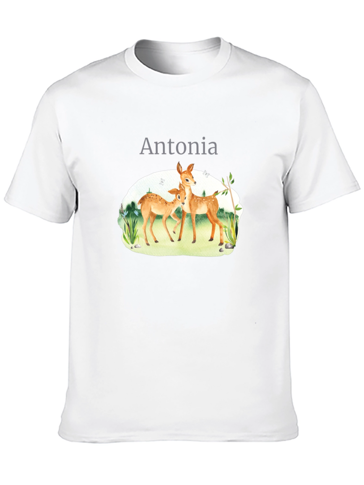 Personalized Deer Family Black T-Shirt