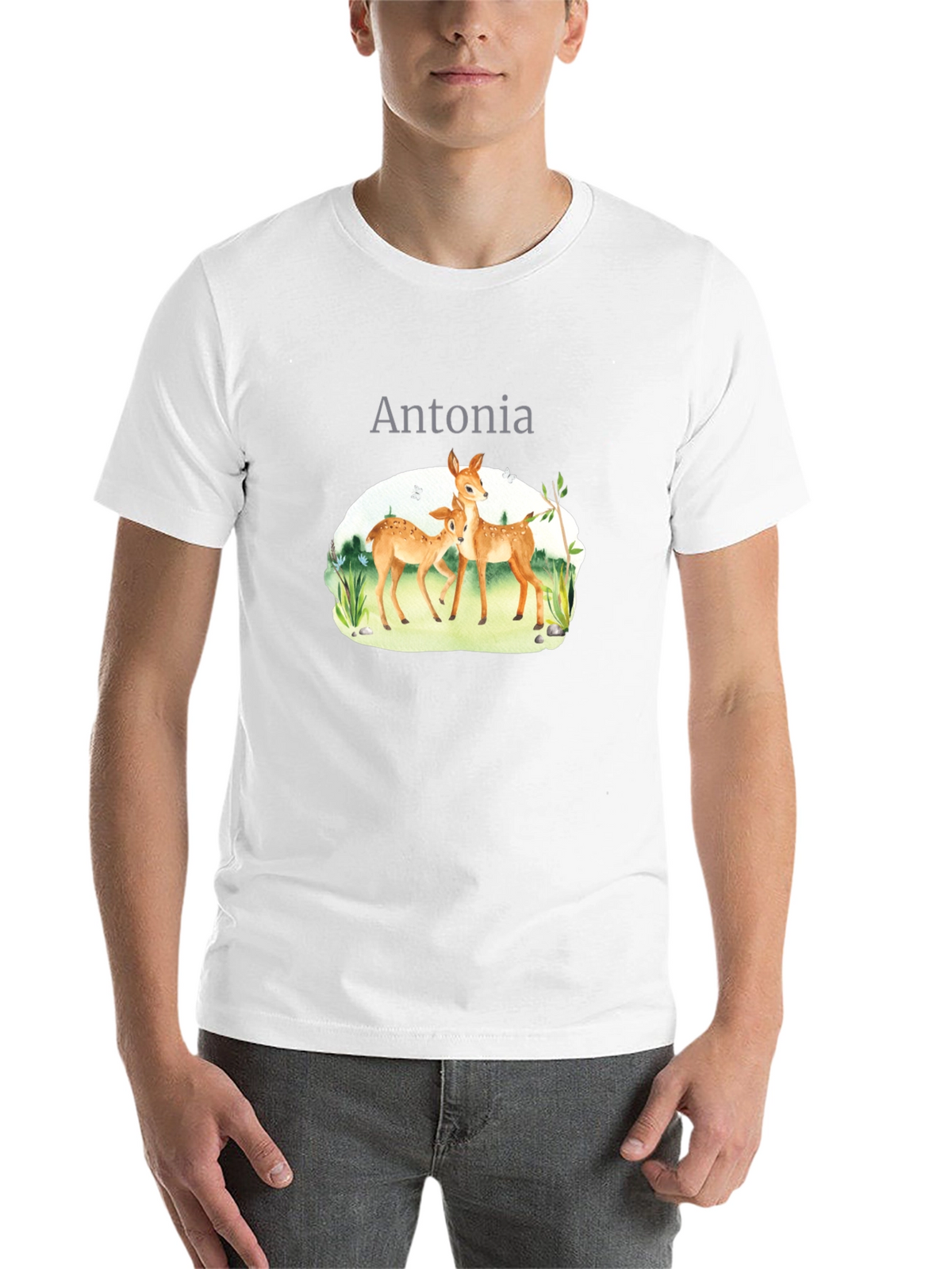 Personalized Deer Family Black T-Shirt