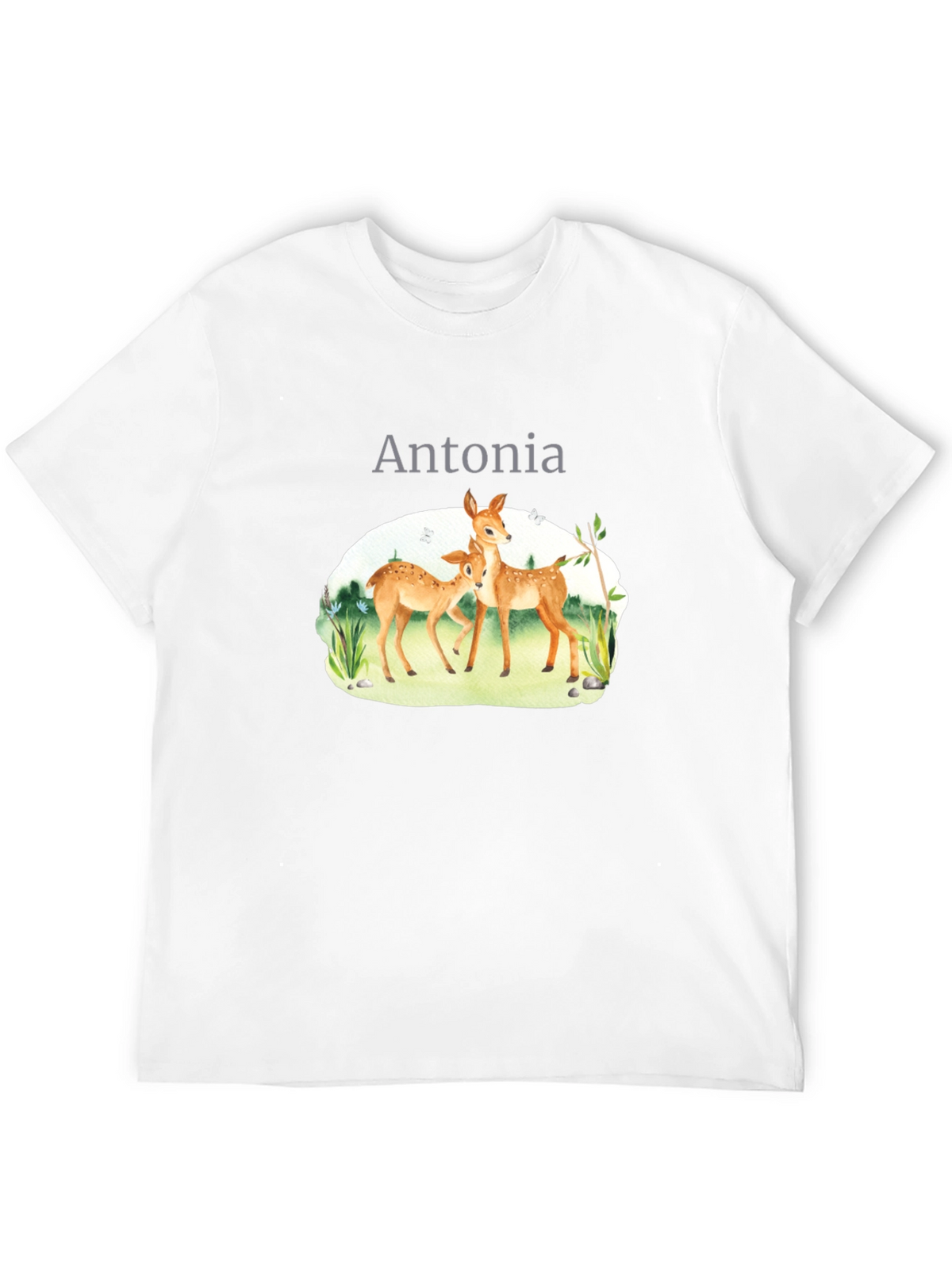 Personalized Deer Family Black T-Shirt
