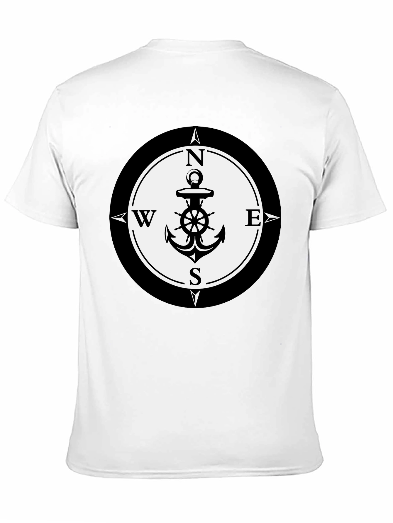 Nautical Anchor Compass Rose Graphic Tee - Black