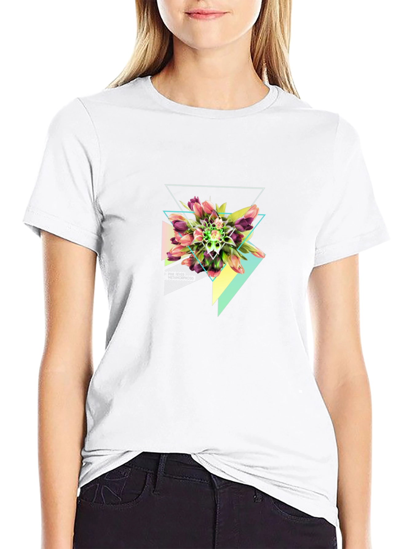Geometric Floral T-Shirt - Modern Graphic Tee