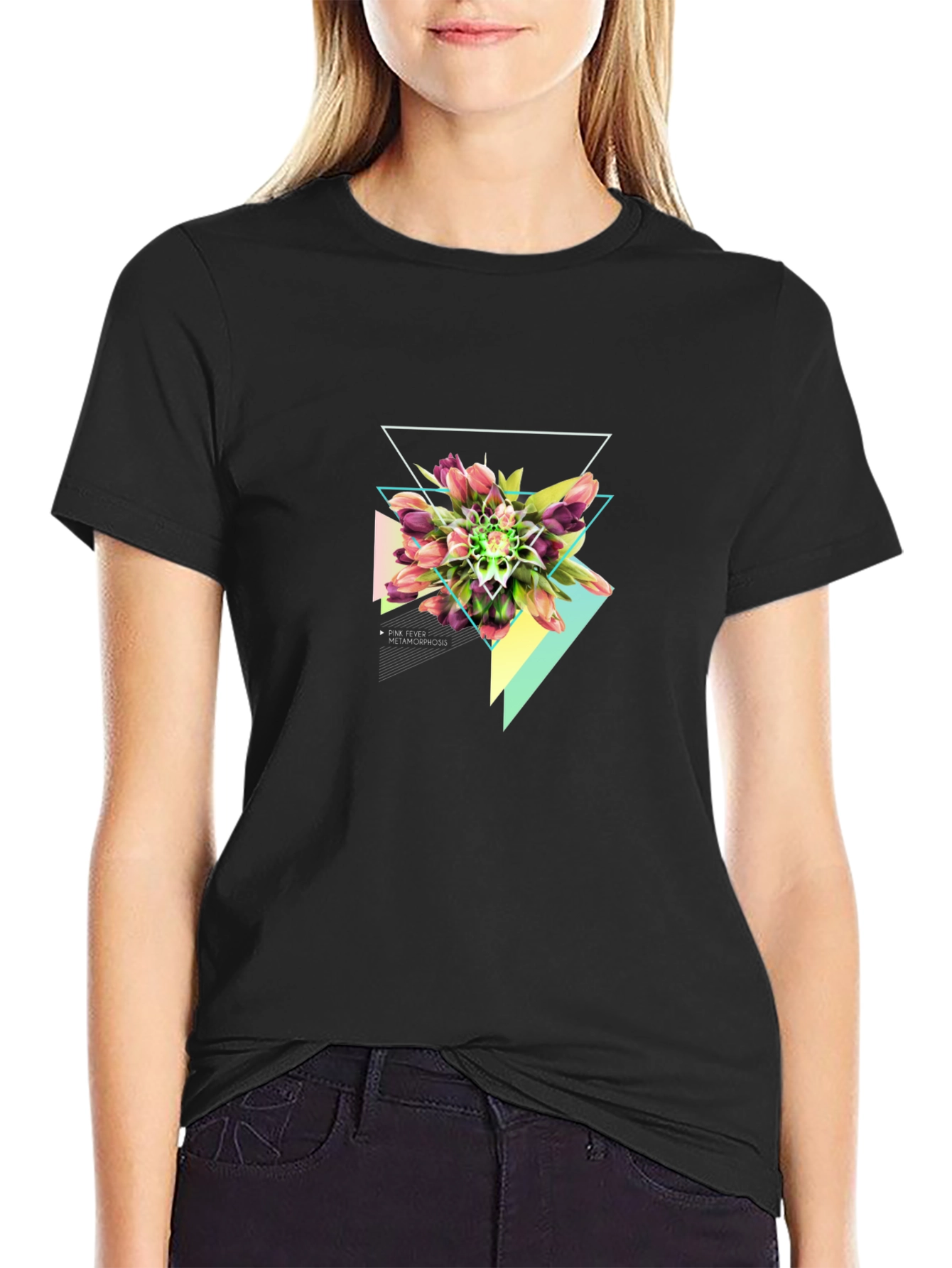 Geometric Floral T-Shirt - Modern Graphic Tee