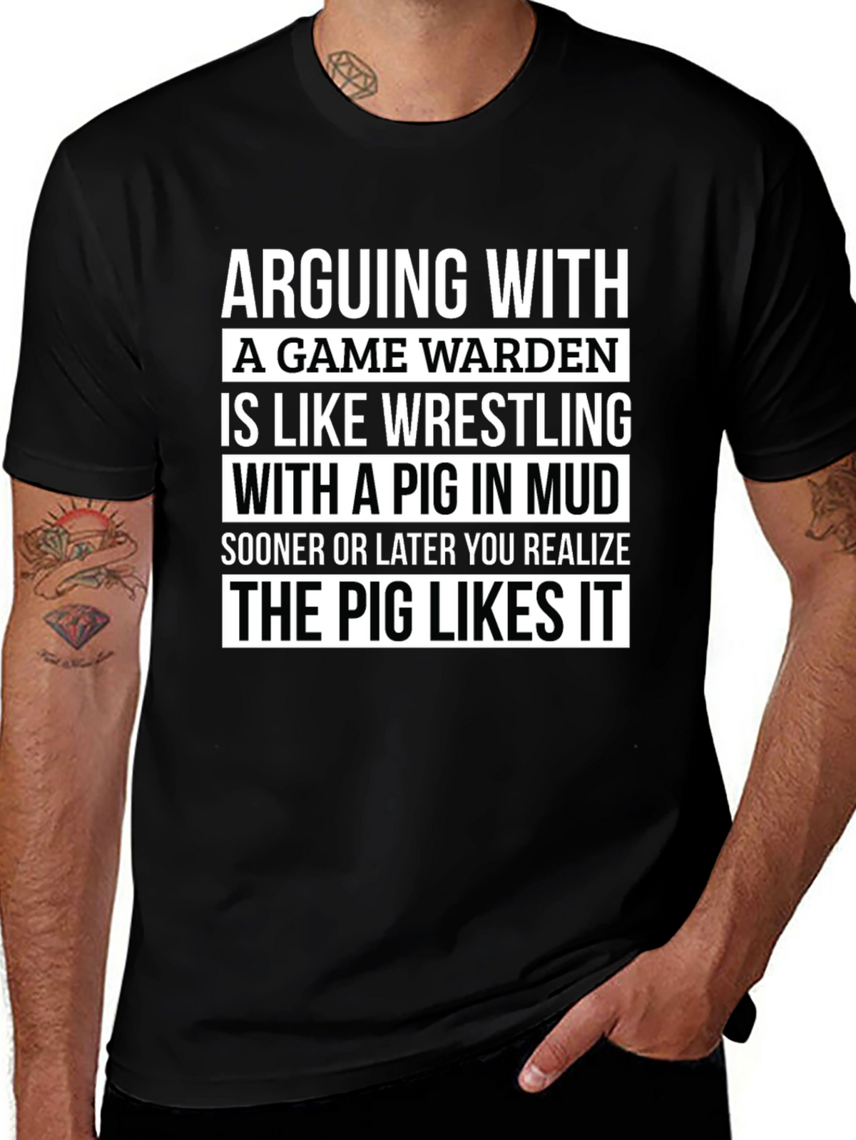 Game Warden Pig Wrestling T-Shirt