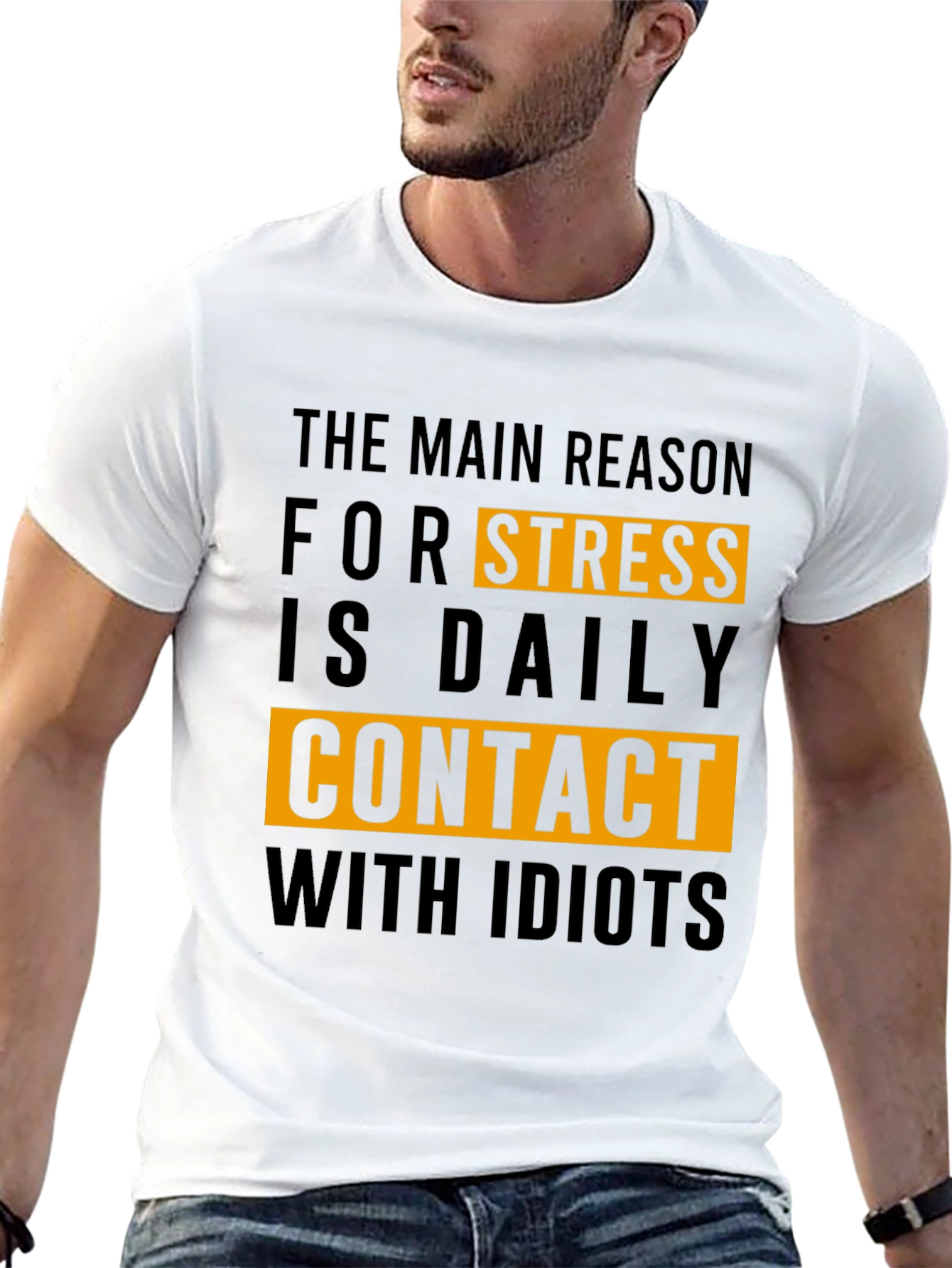 Funny Stress Relief T-Shirt - Daily Contact With Idiots