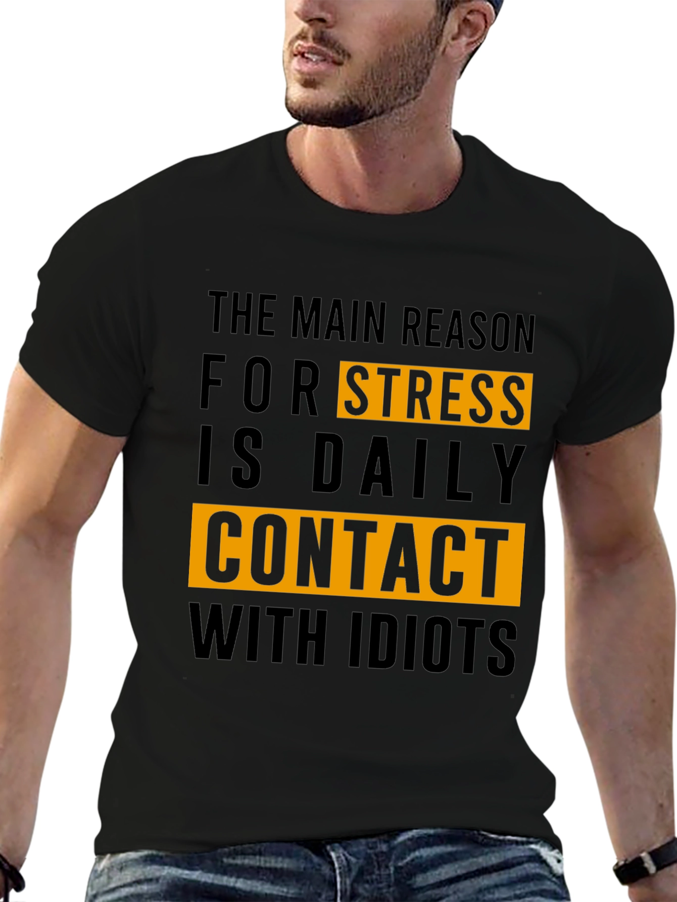 Funny Stress Relief T-Shirt - Daily Contact With Idiots