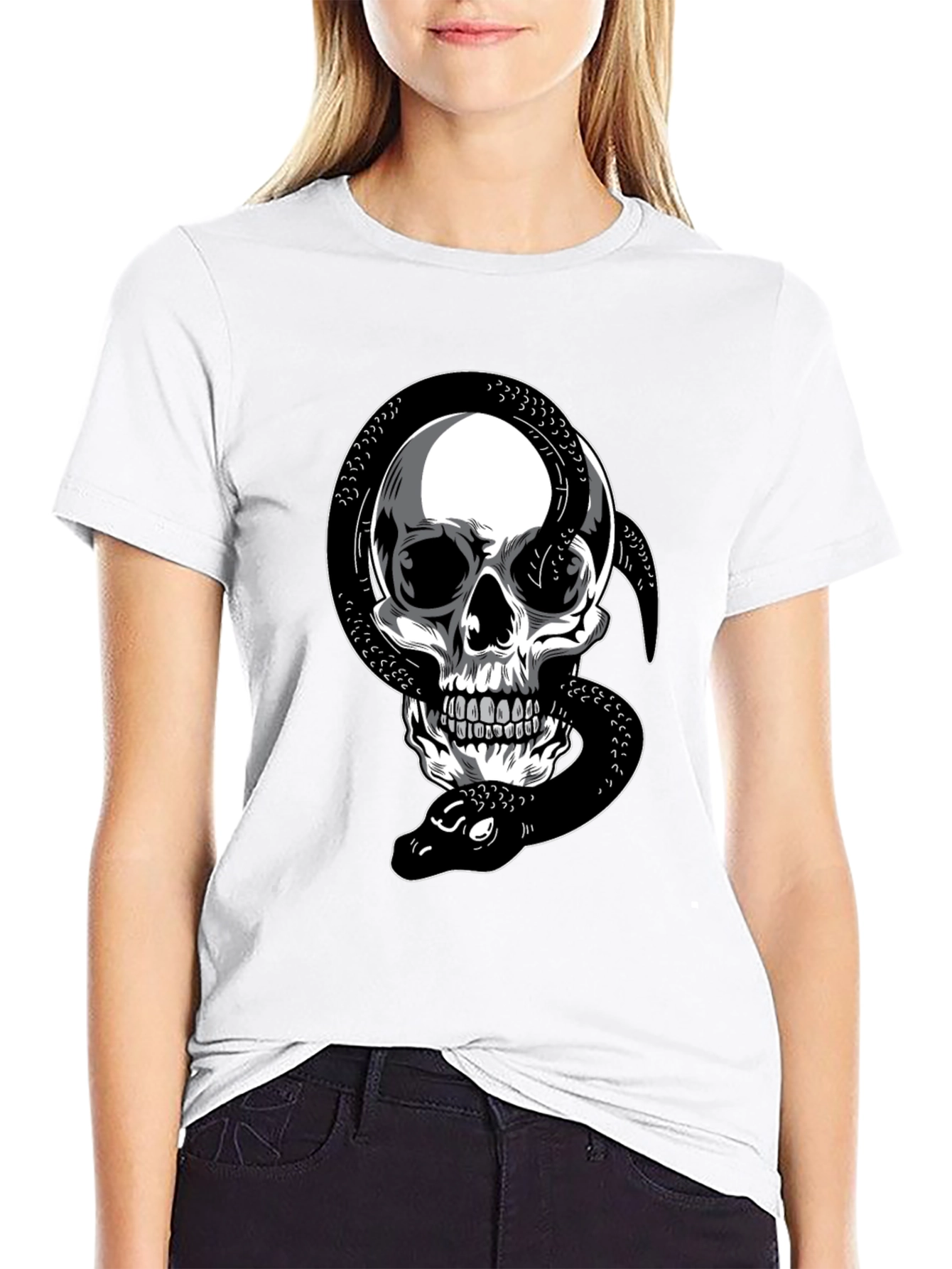 Skull & Snake Graphic Tee - Dark Style