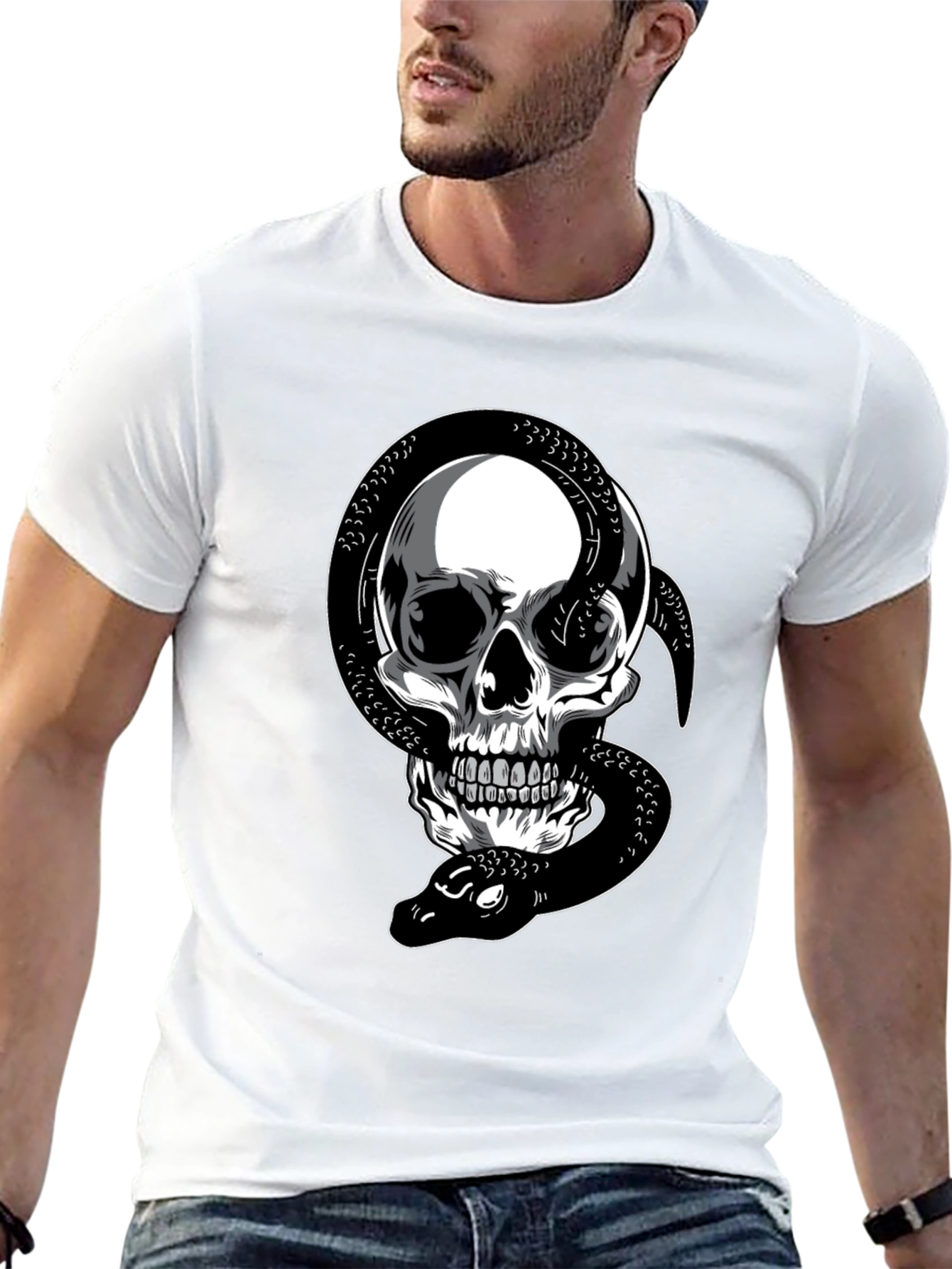 Skull & Snake Graphic Tee - Dark Style