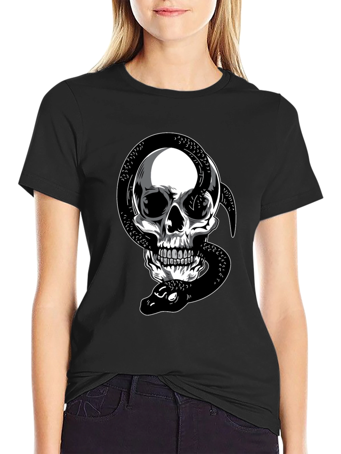 Skull & Snake Graphic Tee - Dark Style