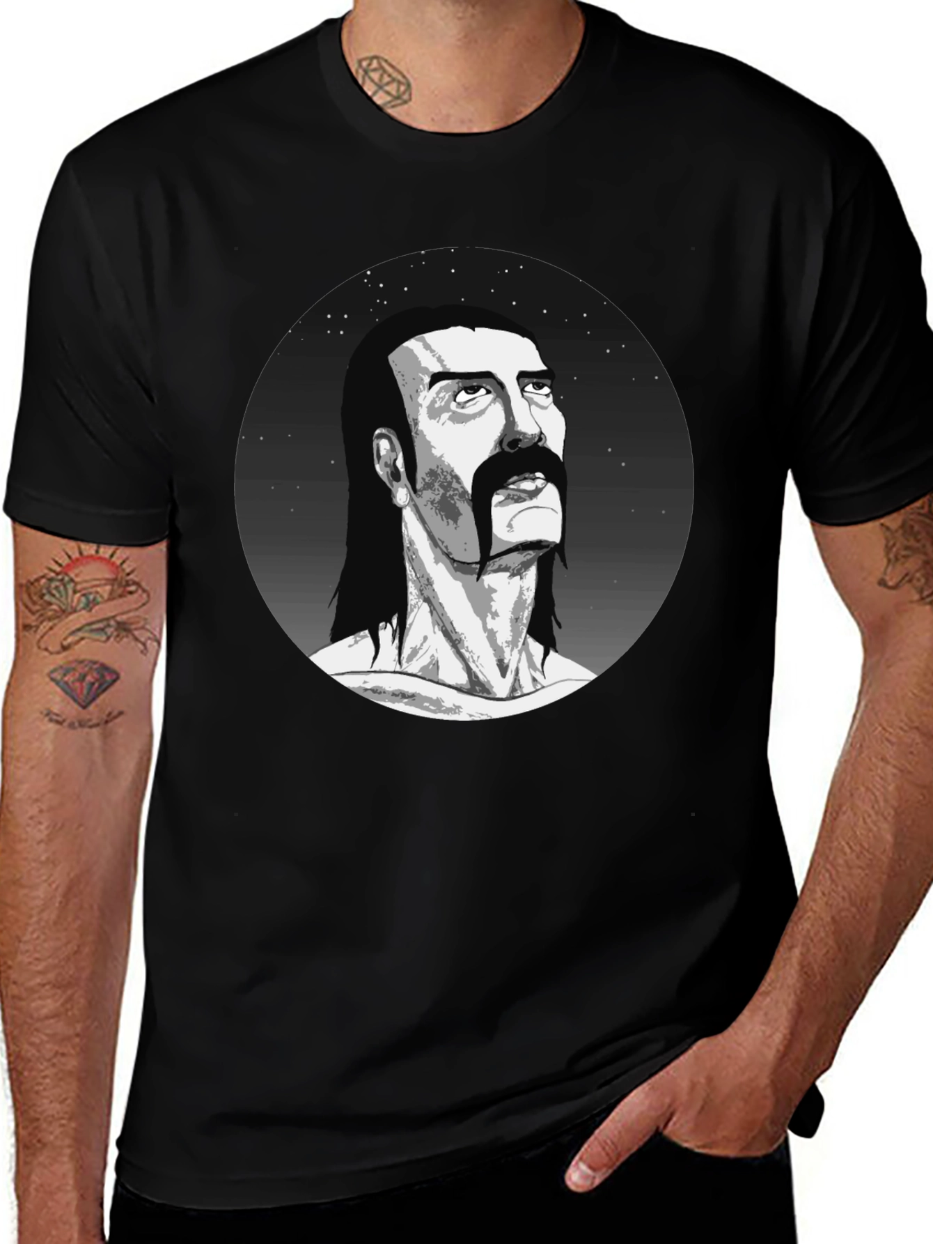 Retro Portrait Graphic Black T-Shirt