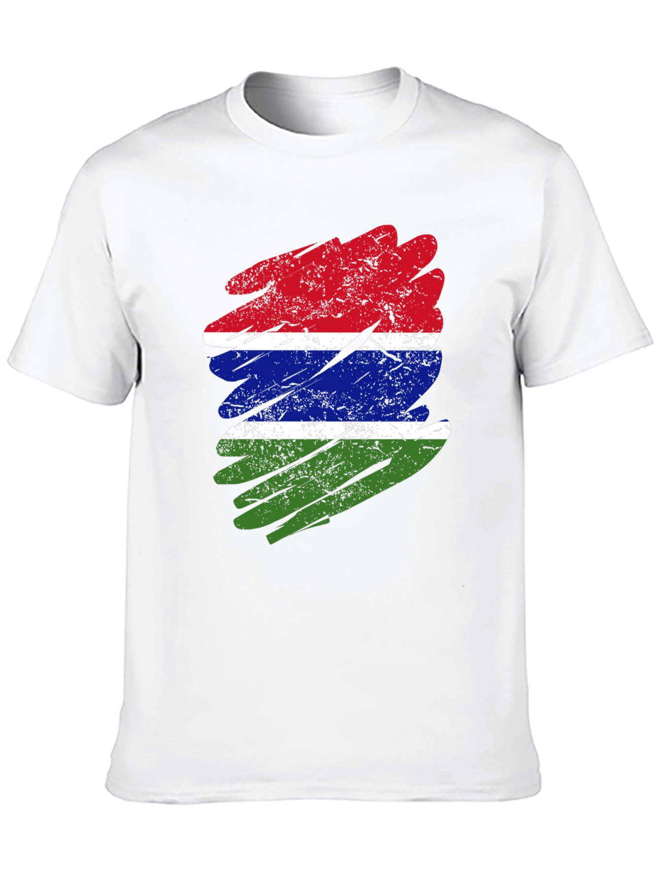 Gambia Flag Distressed T-Shirt - Black