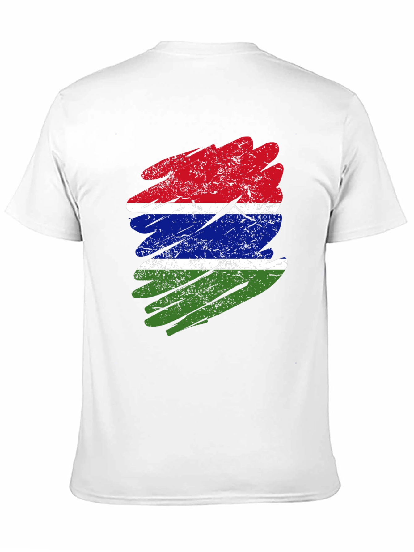 Gambia Flag Distressed T-Shirt - Black