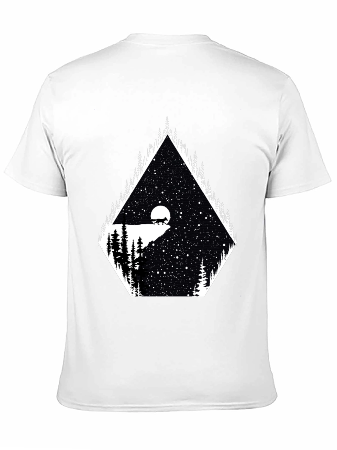 Mens Graphic Tee - Wolf Moon Stargazing Design