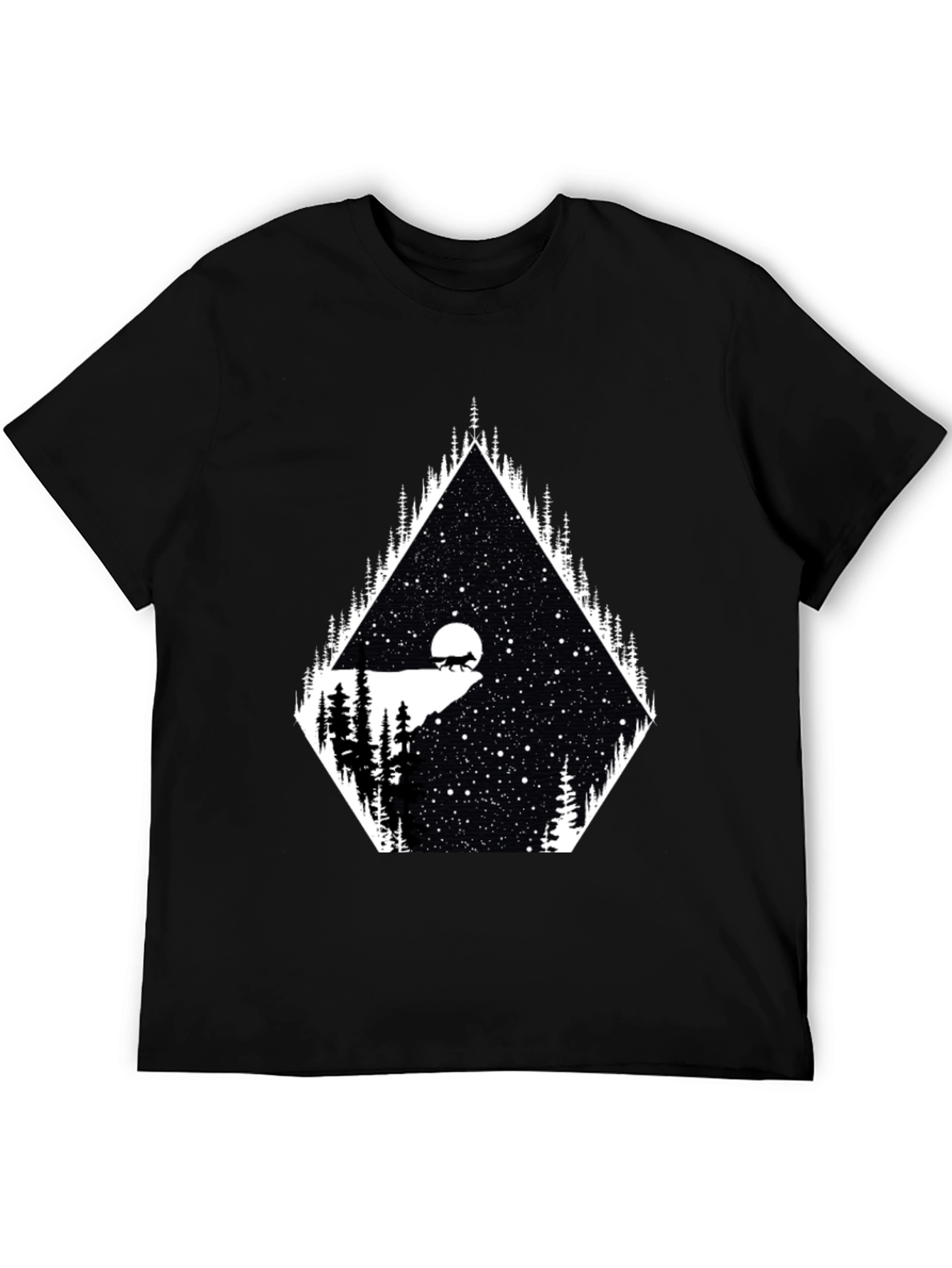 Mens Graphic Tee - Wolf Moon Stargazing Design