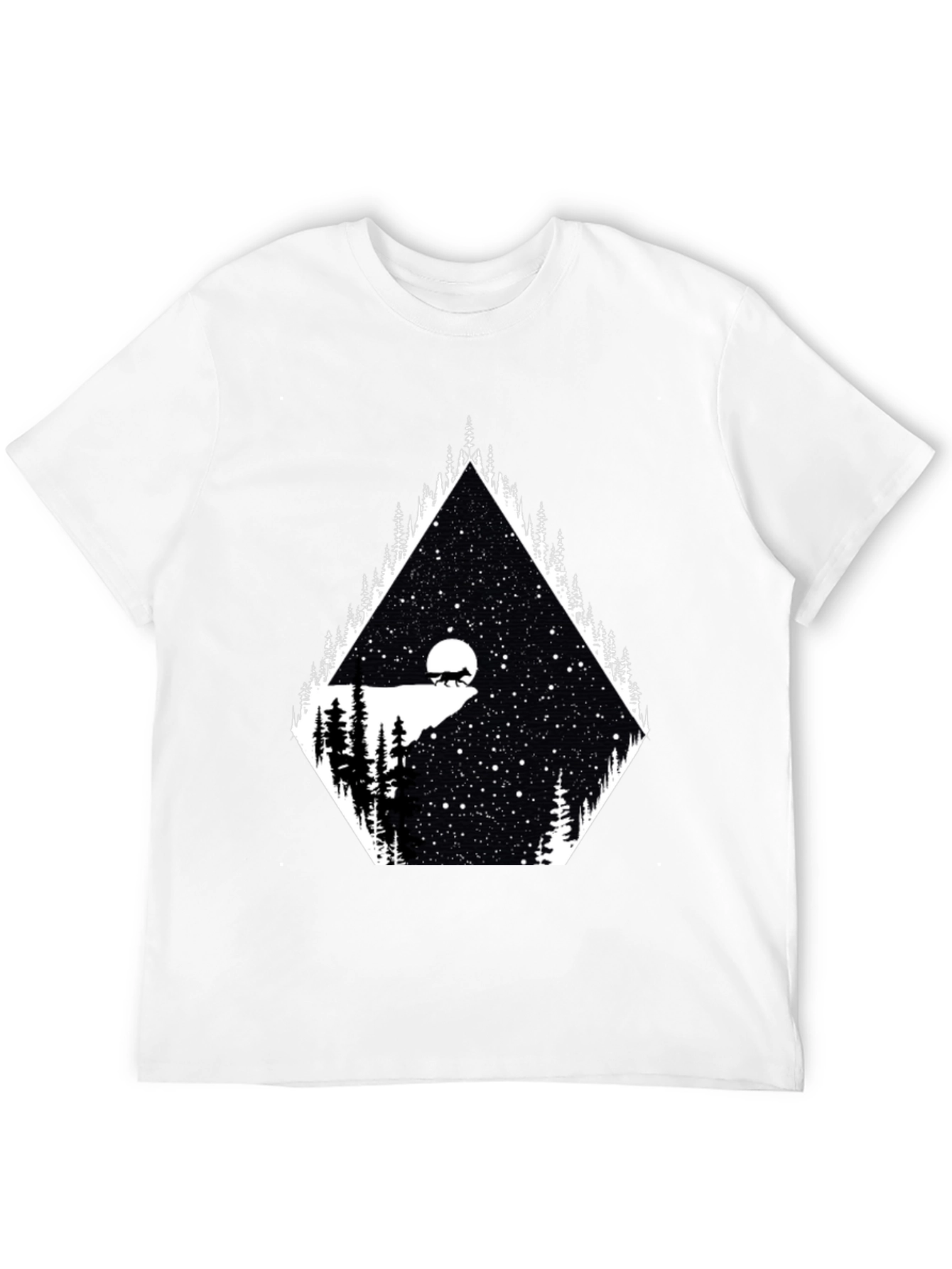 Mens Graphic Tee - Wolf Moon Stargazing Design