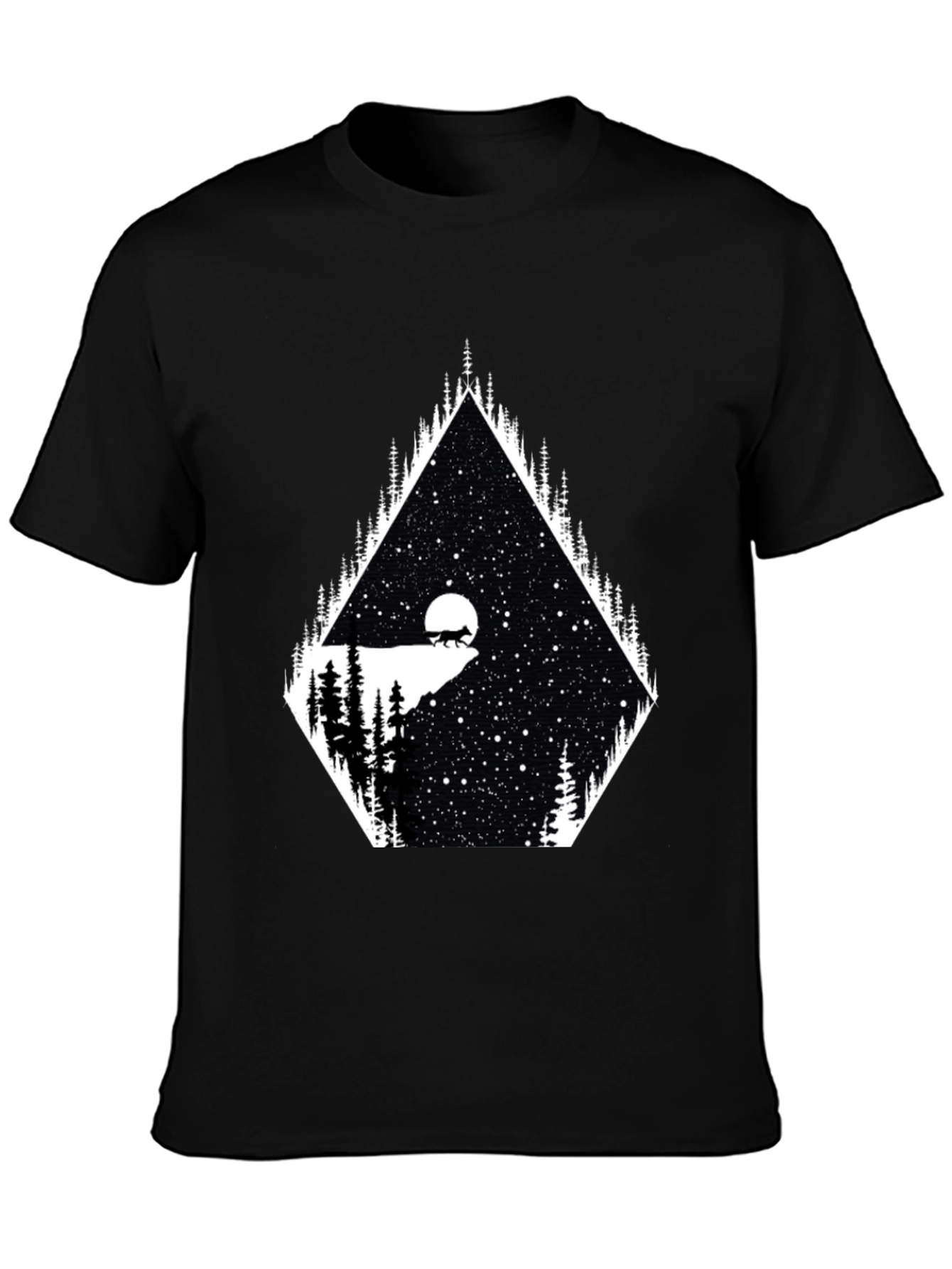 Mens Graphic Tee - Wolf Moon Stargazing Design