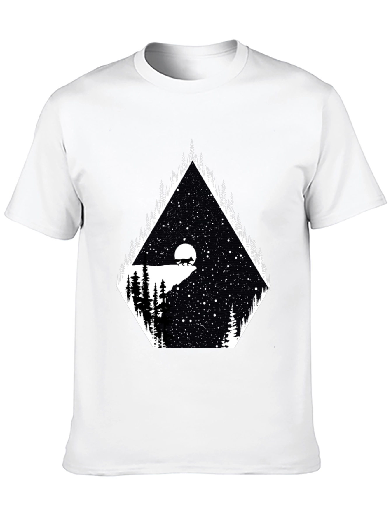 Mens Graphic Tee - Wolf Moon Stargazing Design