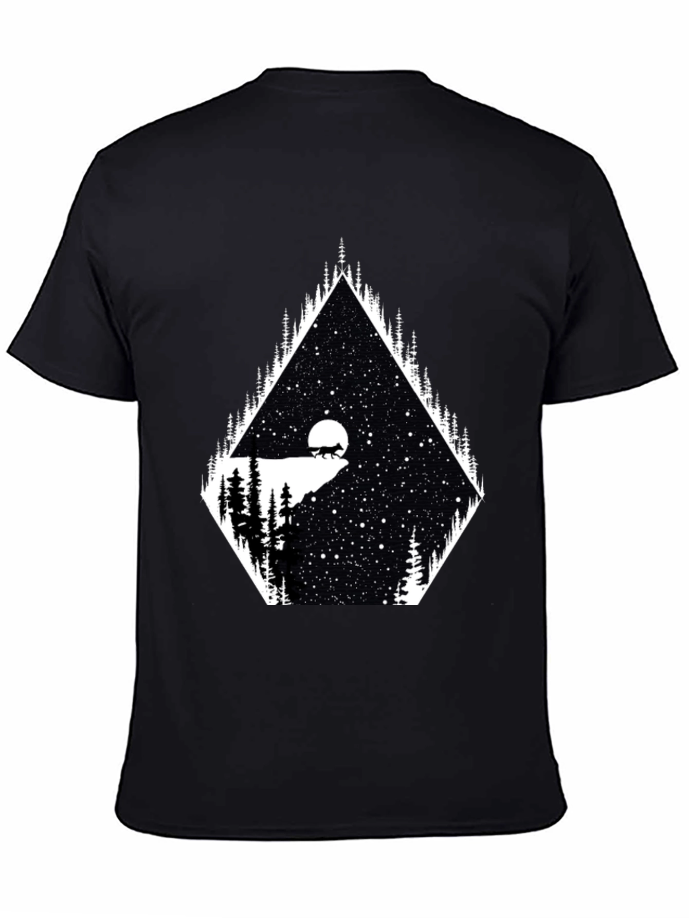 Mens Graphic Tee - Wolf Moon Stargazing Design