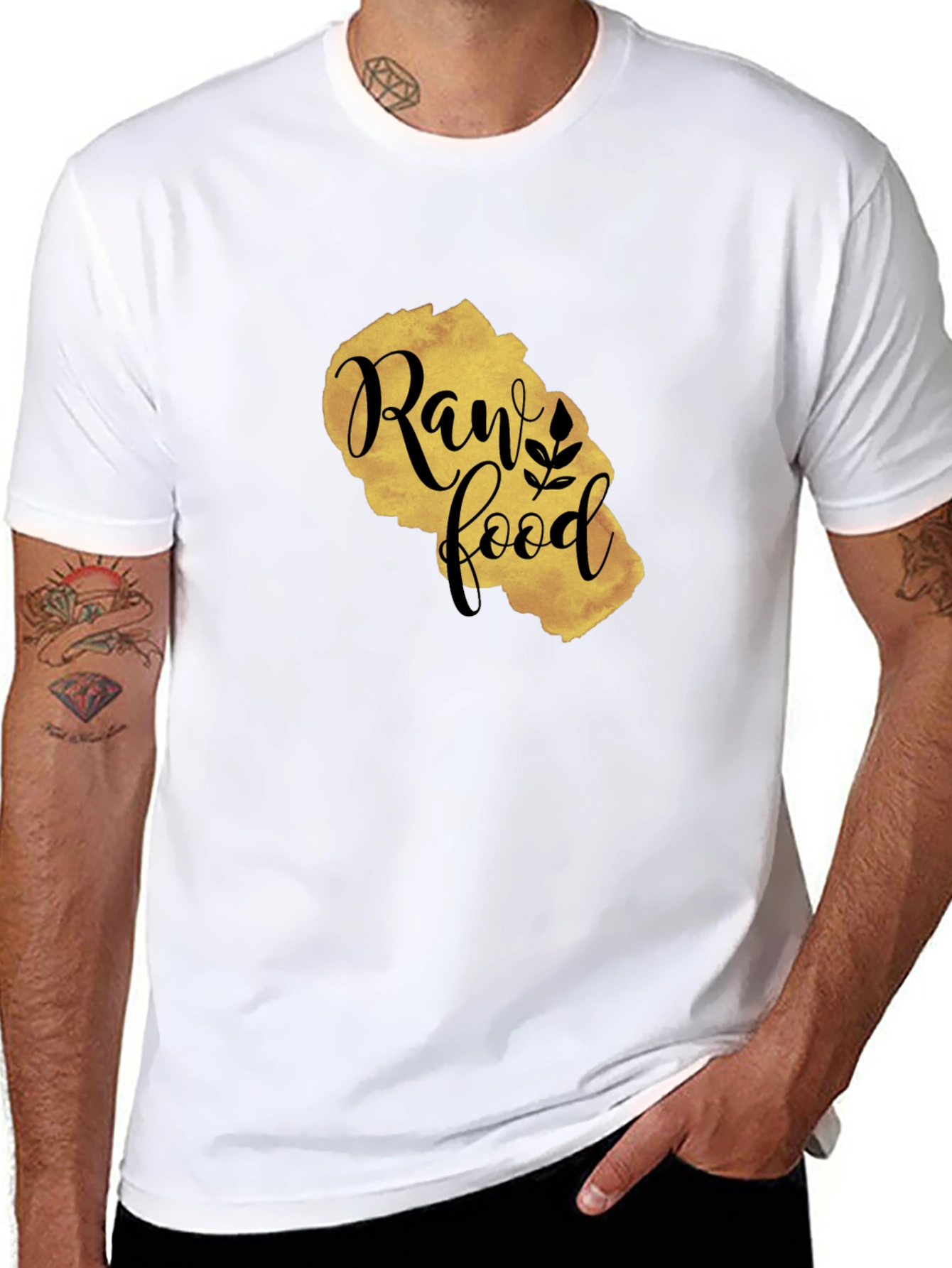 Raw Food Gold Print Black T-Shirt