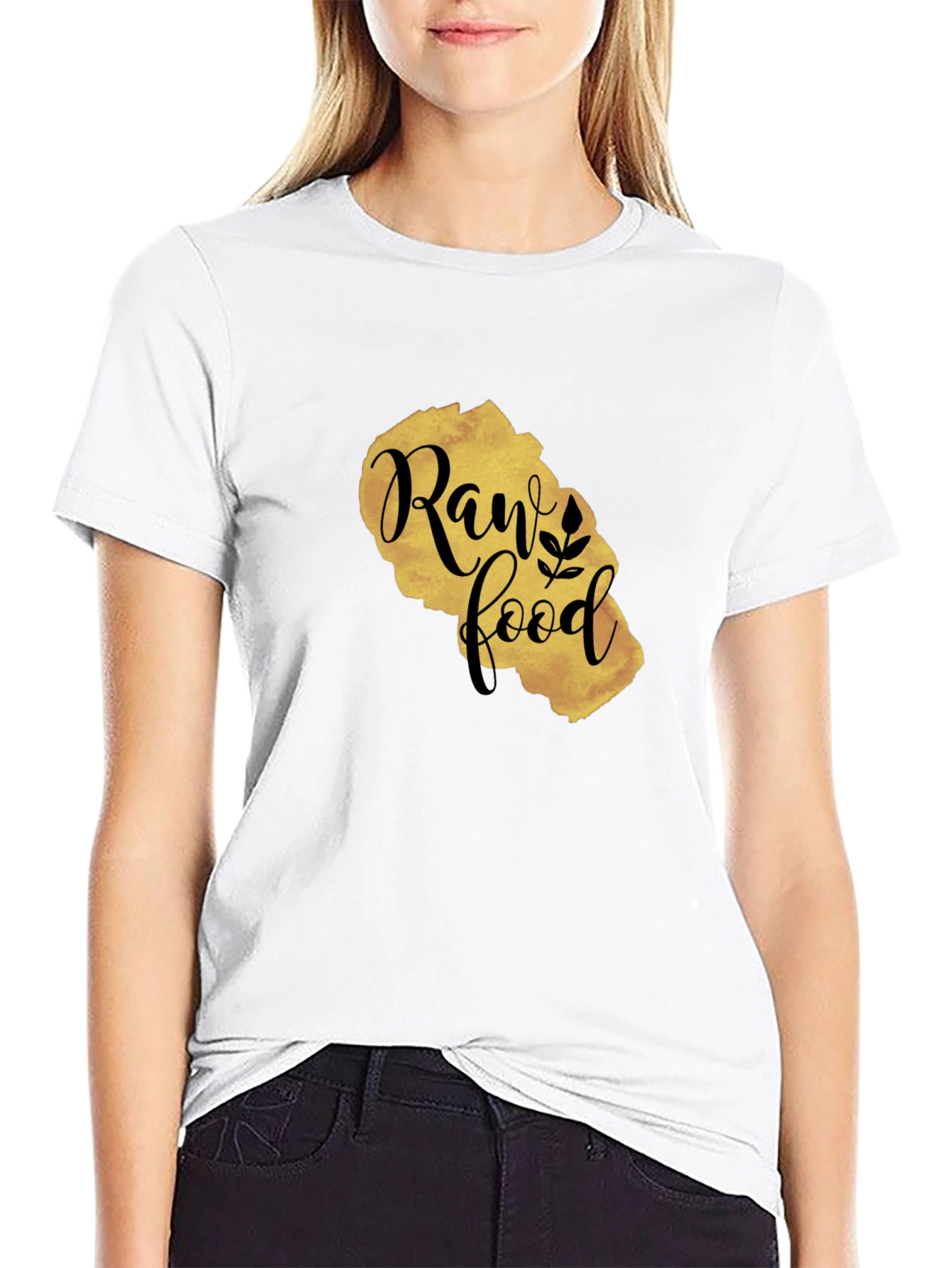 Raw Food Gold Print Black T-Shirt