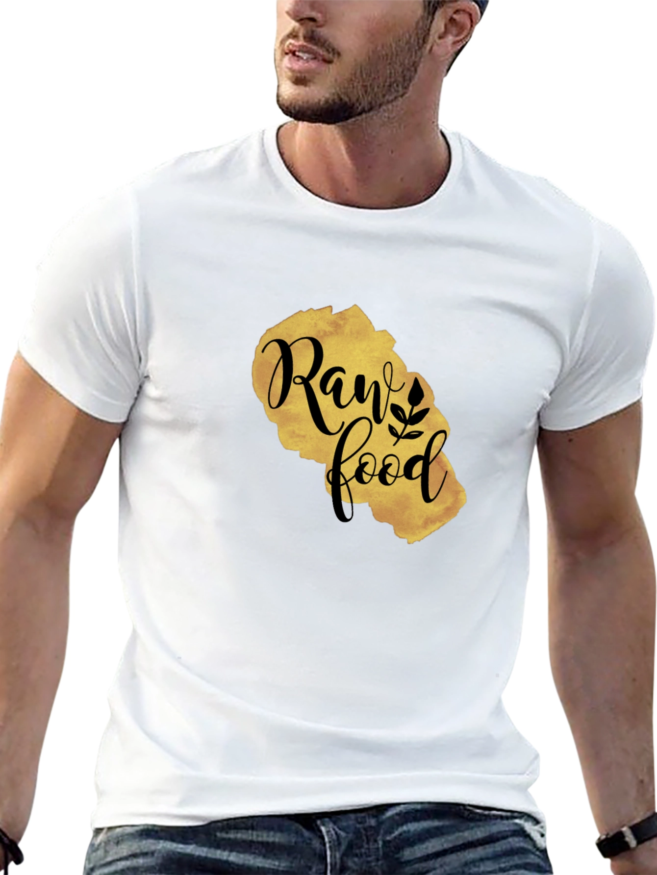Raw Food Gold Print Black T-Shirt