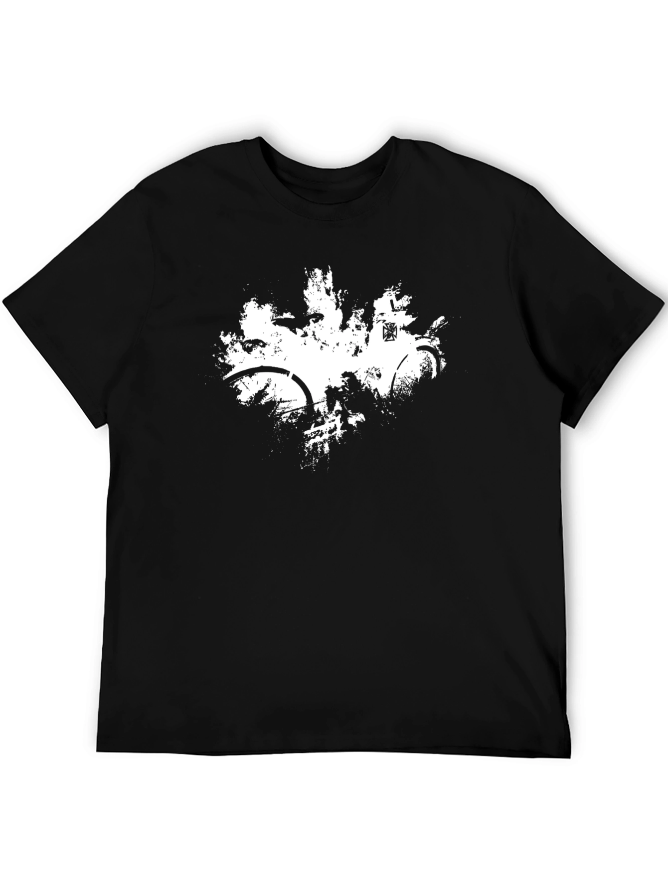 Mens Black Graphic T-Shirt: Bike Design