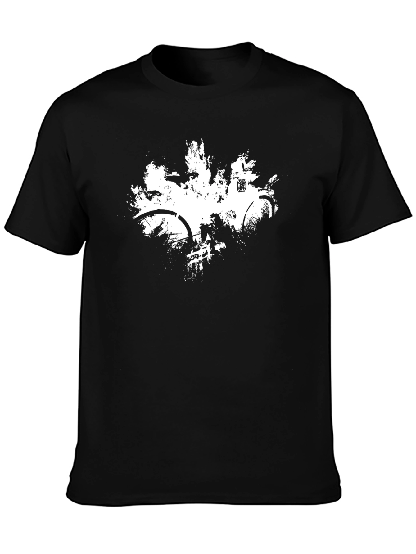 Mens Black Graphic T-Shirt: Bike Design