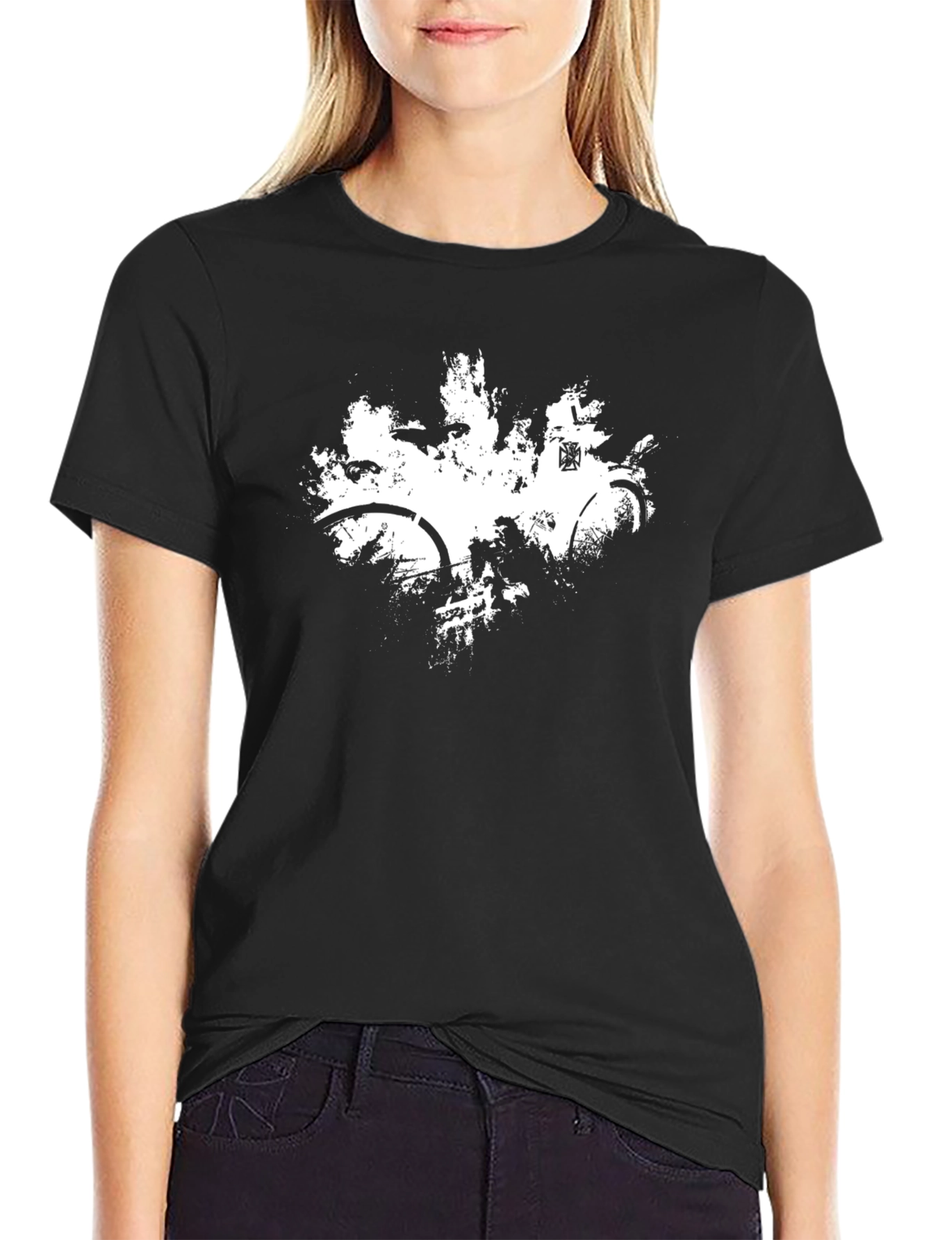 Mens Black Graphic T-Shirt: Bike Design