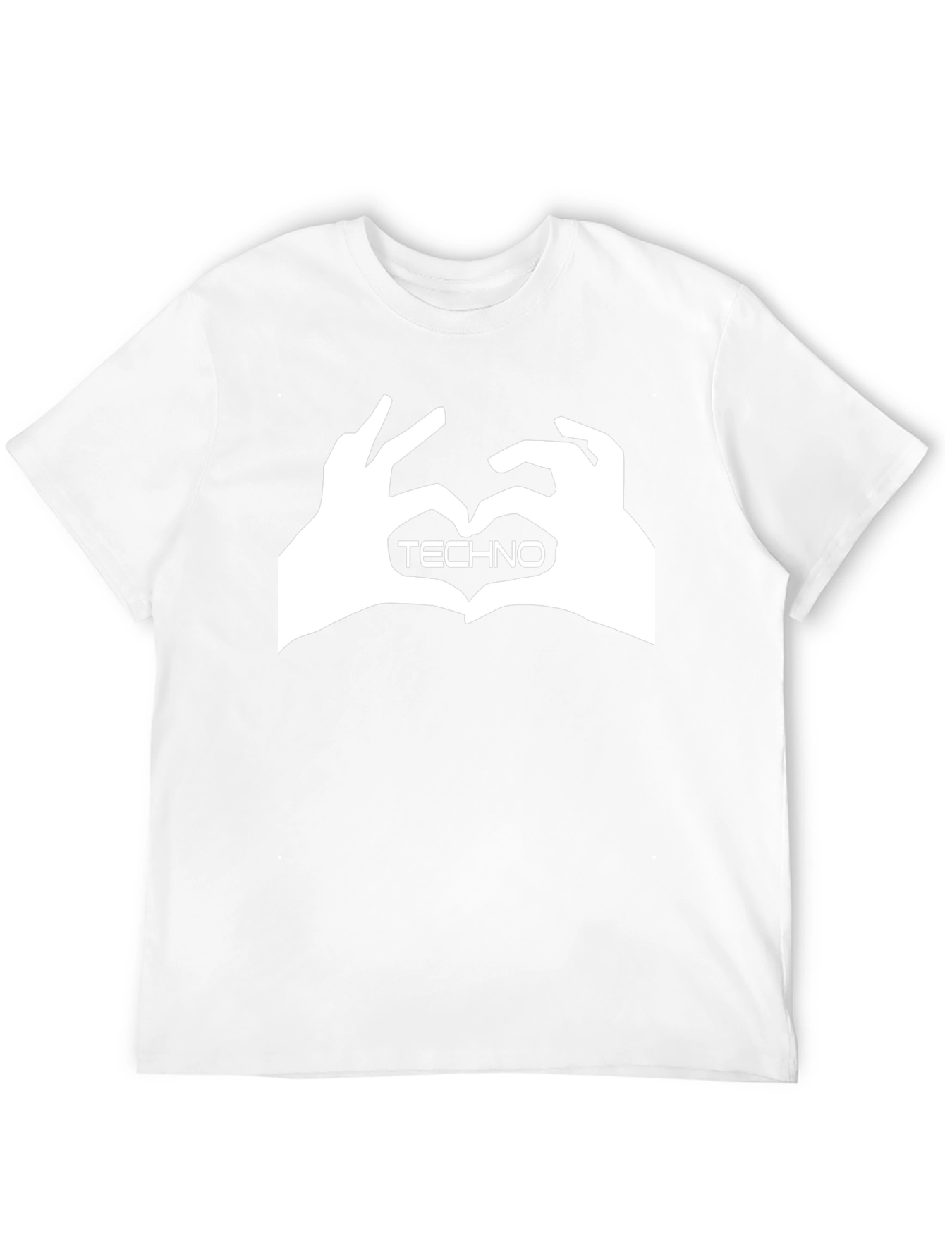 Techno Heart Hand Sign Graphic Black T-Shirt
