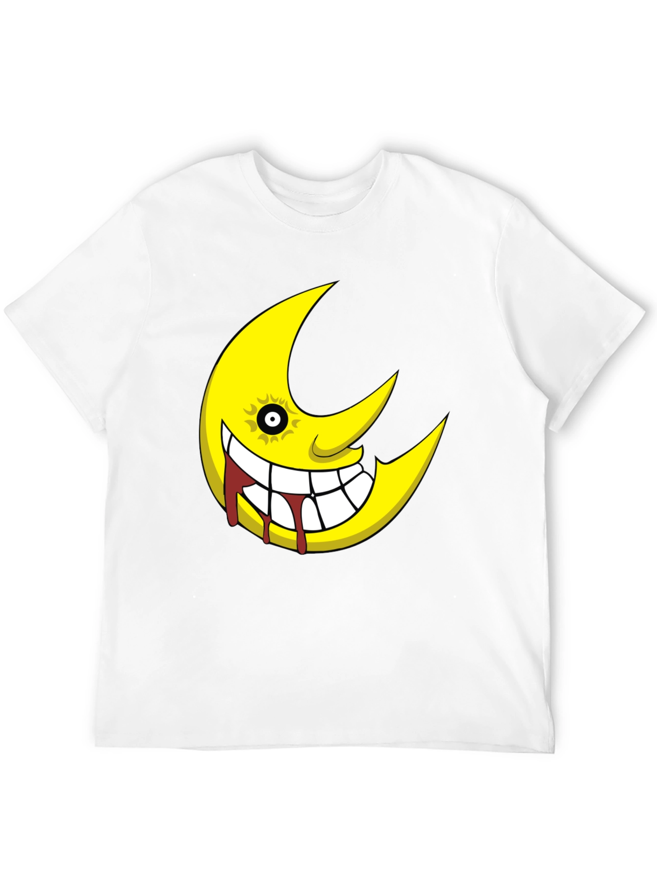 Soul Eater Inspired Creepy Moon Graphic Black T-Shirt