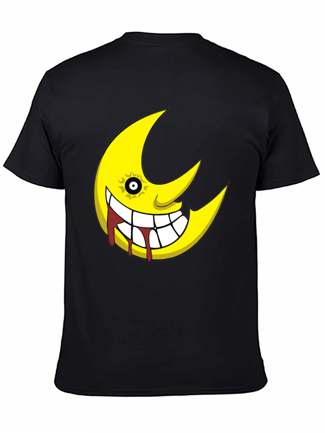 Soul Eater Inspired Creepy Moon Graphic Black T-Shirt