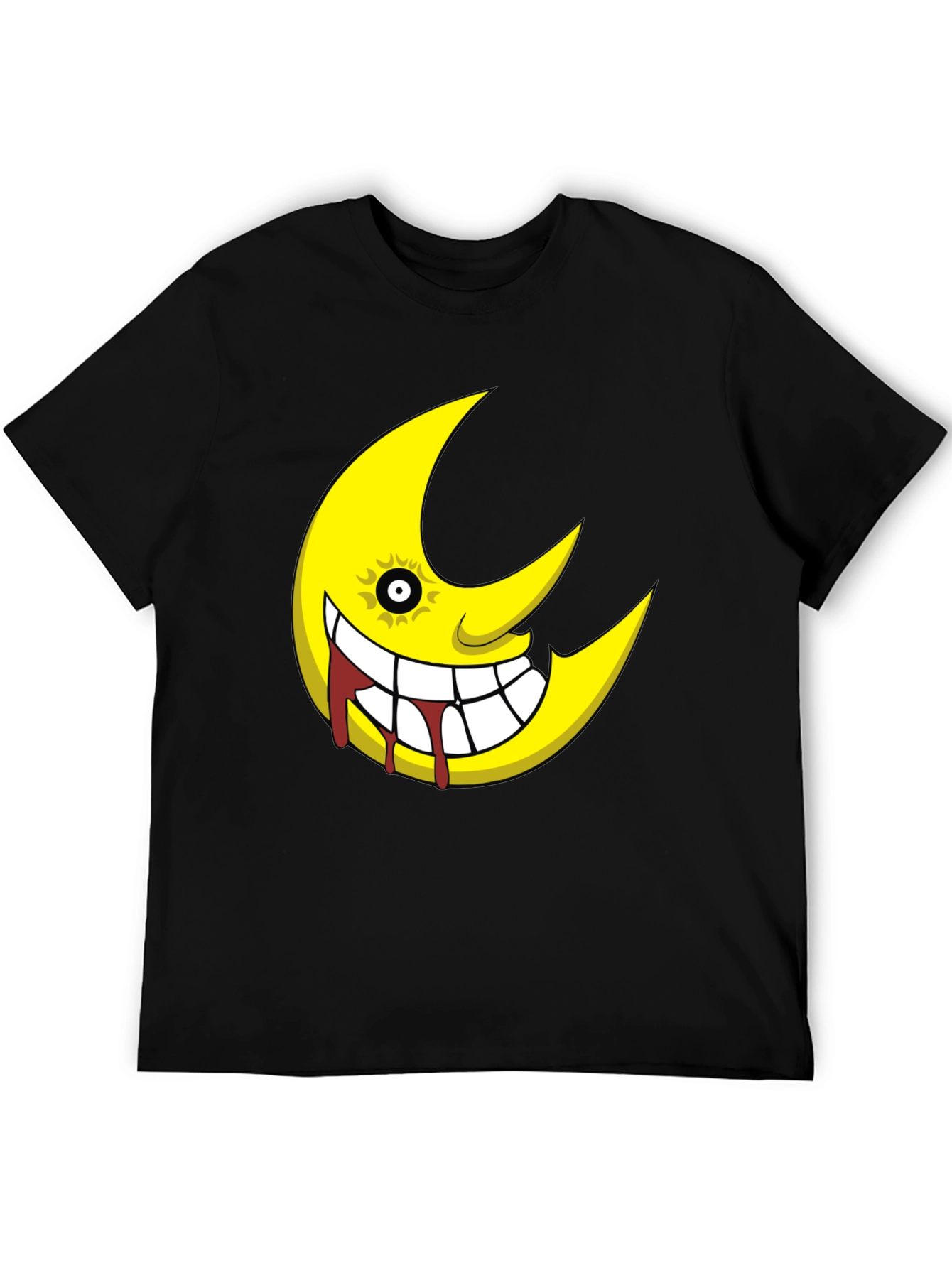Soul Eater Inspired Creepy Moon Graphic Black T-Shirt