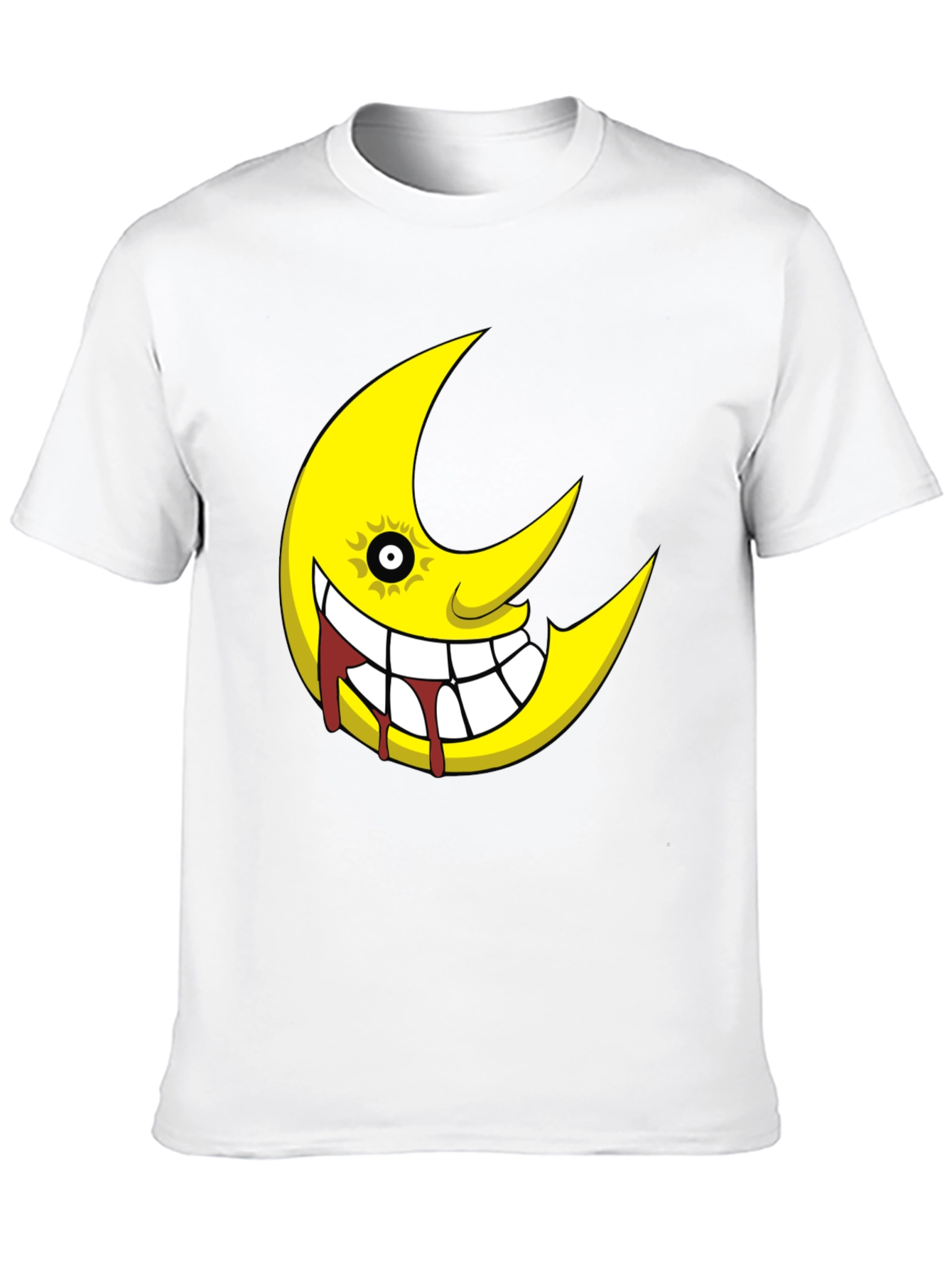 Soul Eater Inspired Creepy Moon Graphic Black T-Shirt