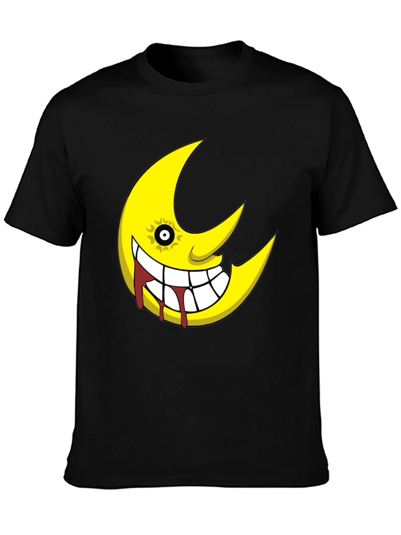 Soul Eater Inspired Creepy Moon Graphic Black T-Shirt